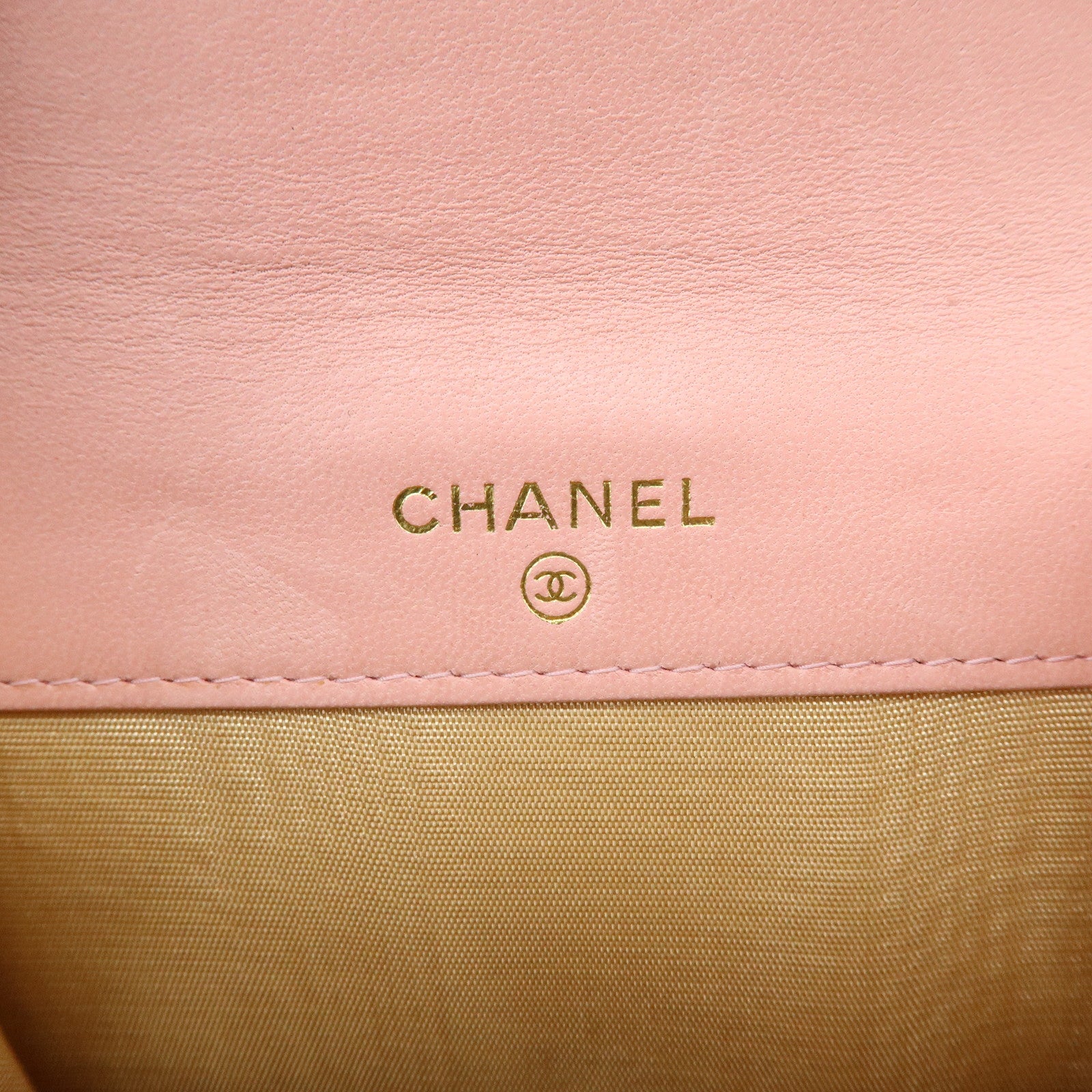 CHANEL COCO Mark Caviarskin Bi-fold Wallet Compact Wallet Pink