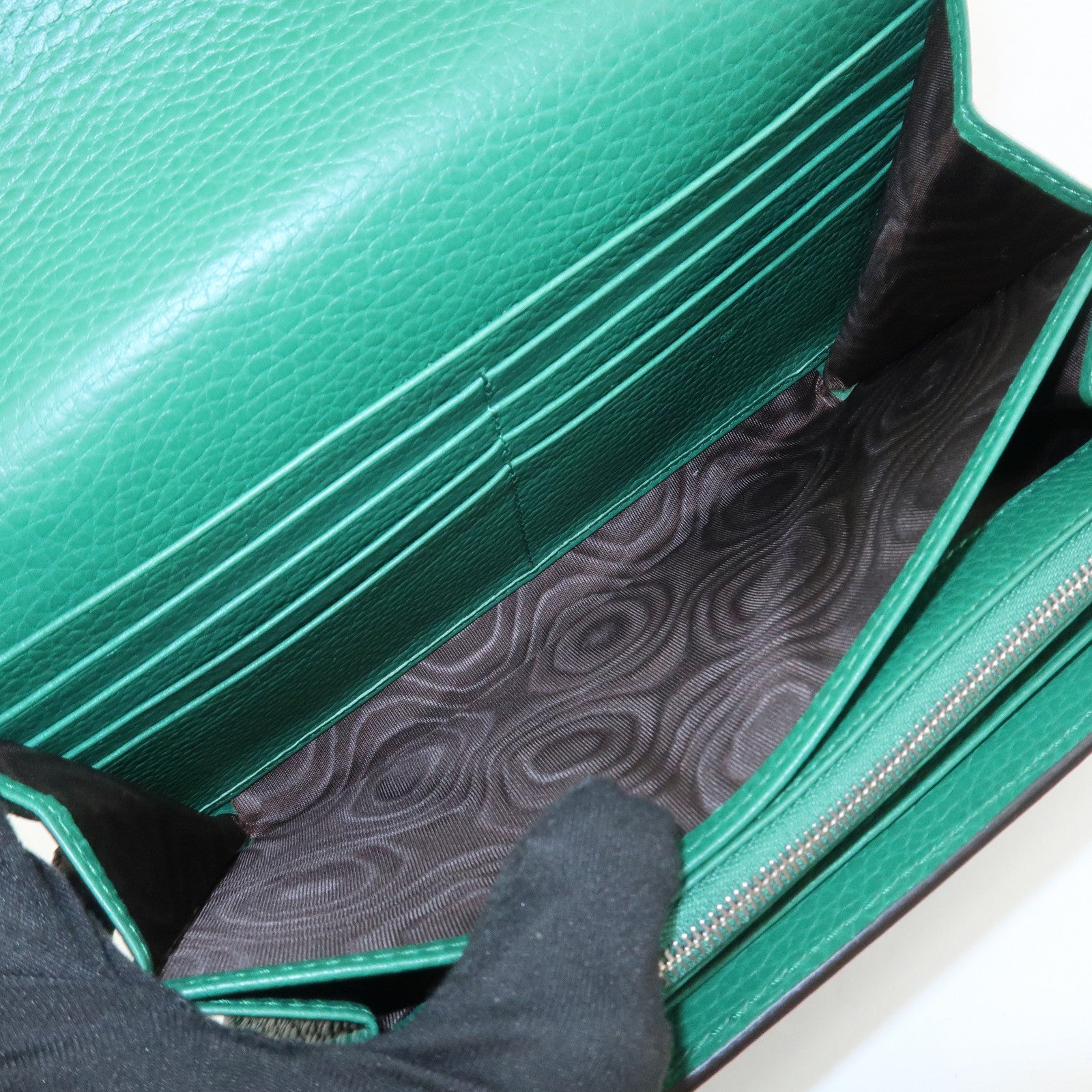 GUCCI Dionysus Leather Chain Wallet Shoulder Bag Green 401231