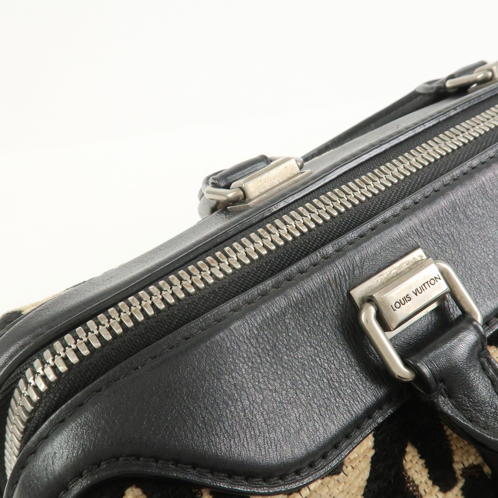 Louis Vuitton Speedy PM Leopard Corduroy Leather Hand Bag M97396