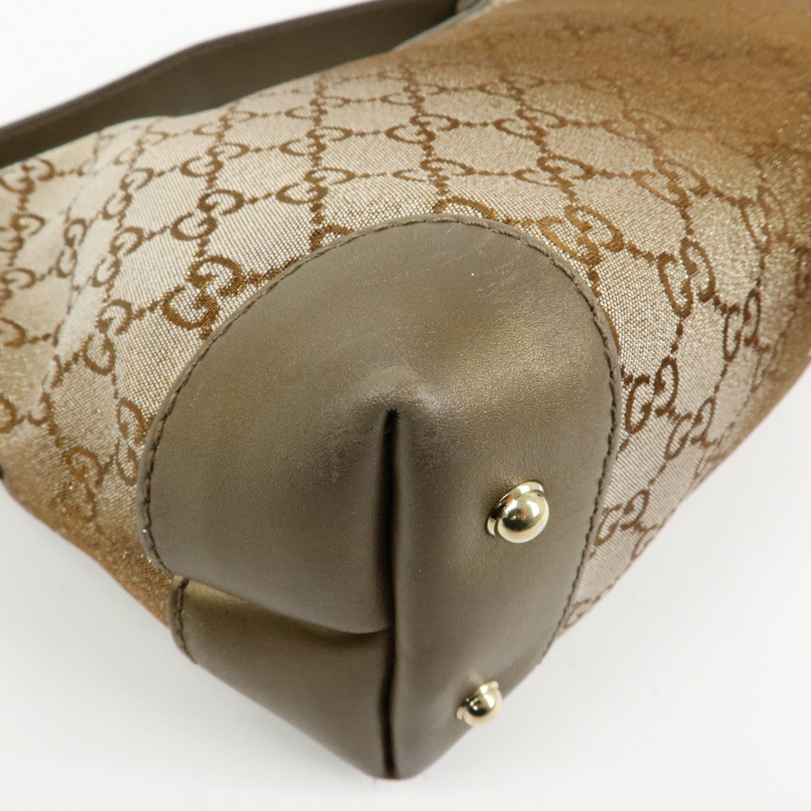 GUCCI Bamboo Heartbit GG Canvas Leather Shoulder Bag Brown 269959