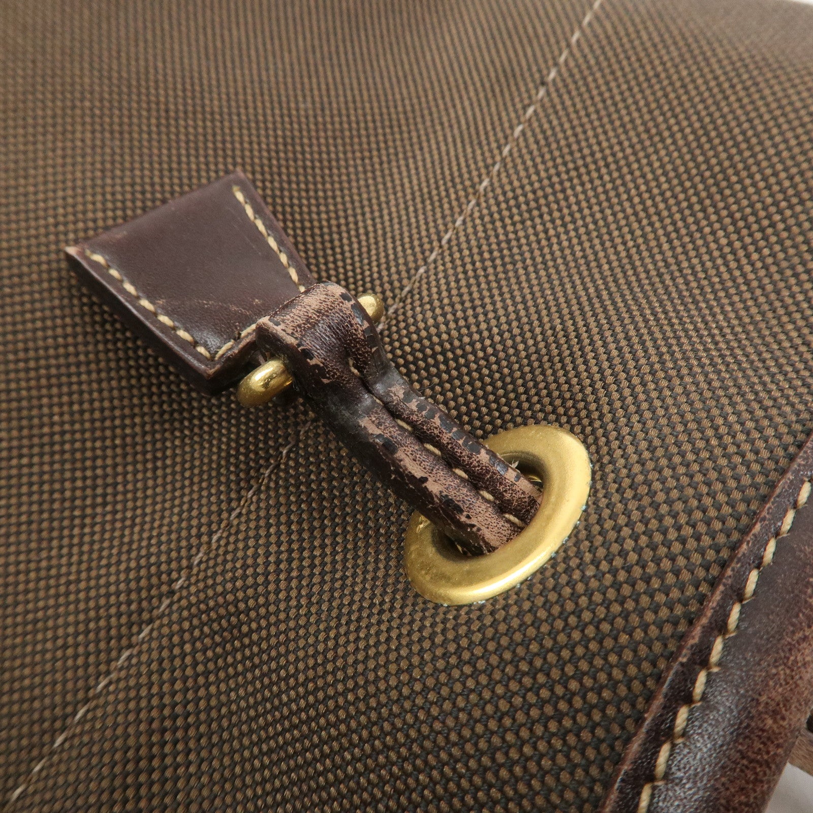 PRADA Jacauard Canvas Leather Tote Bag Shoulder Bag Brown BR3579