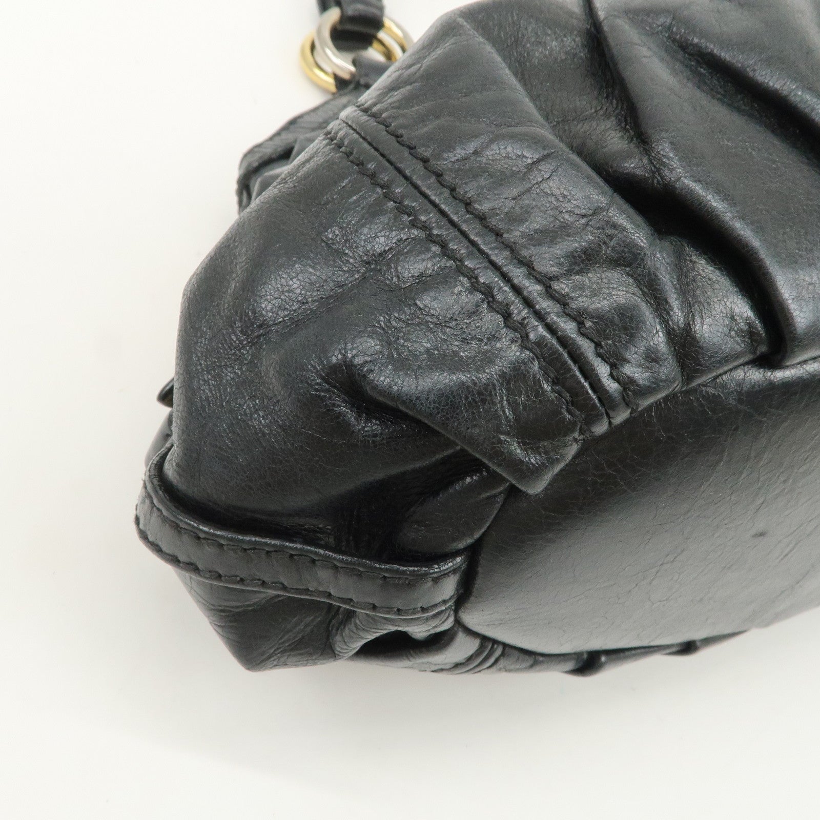 MIU MIU Logo Leather 2Way Bag Hand Bag Shoulder Bag Black