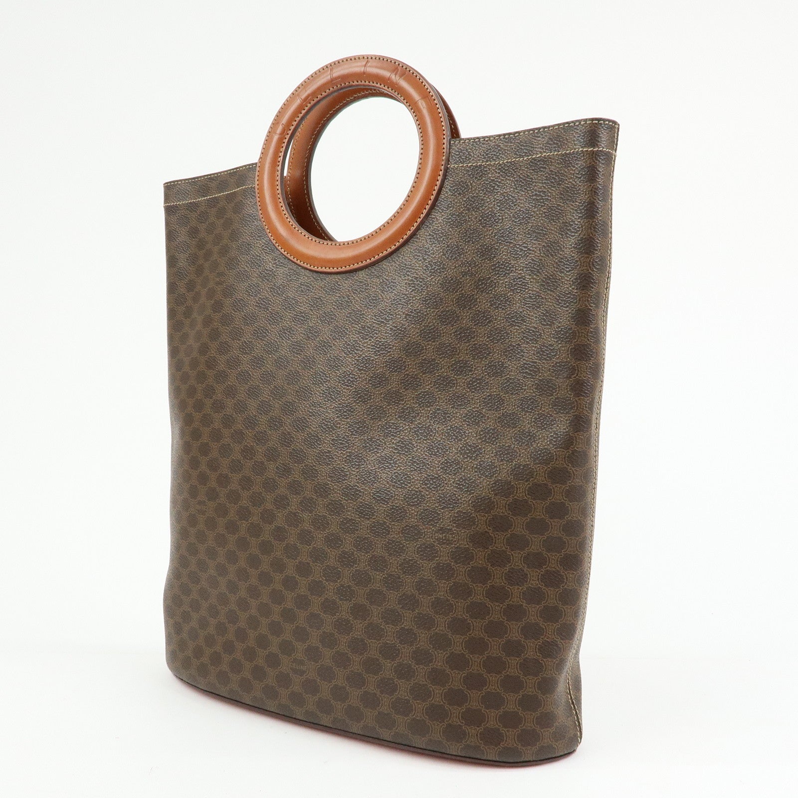 CELINE Macadam PVC Leather Hand Bag Tote Bag Brown