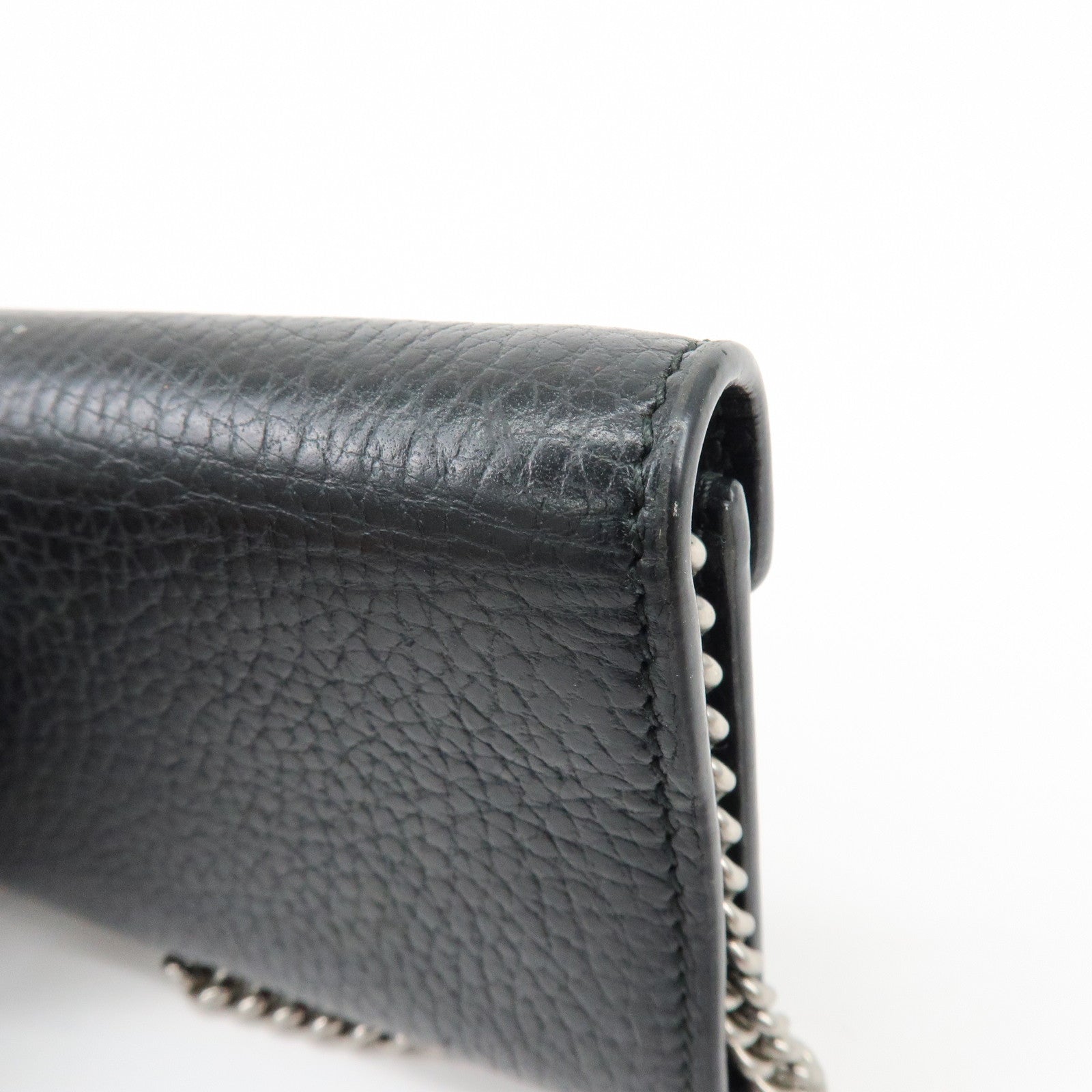 GUCCI Dionysus Leather Chain Compact Wallet Coin Case Black 574930