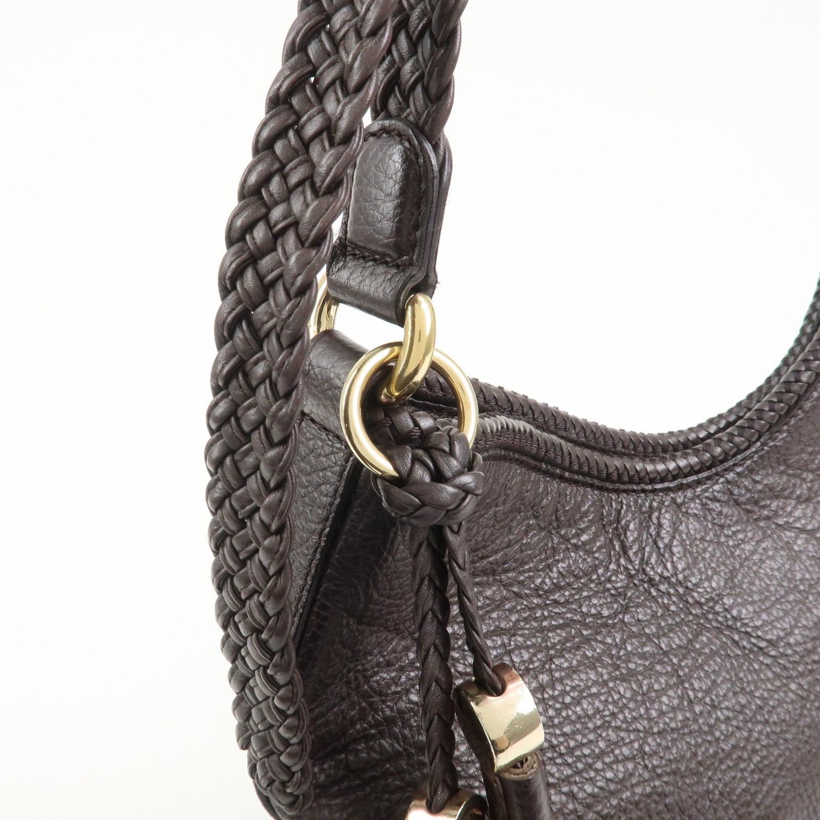 GUCCI Logo Leather Shoulder Bag Tote Bag Brown 336659