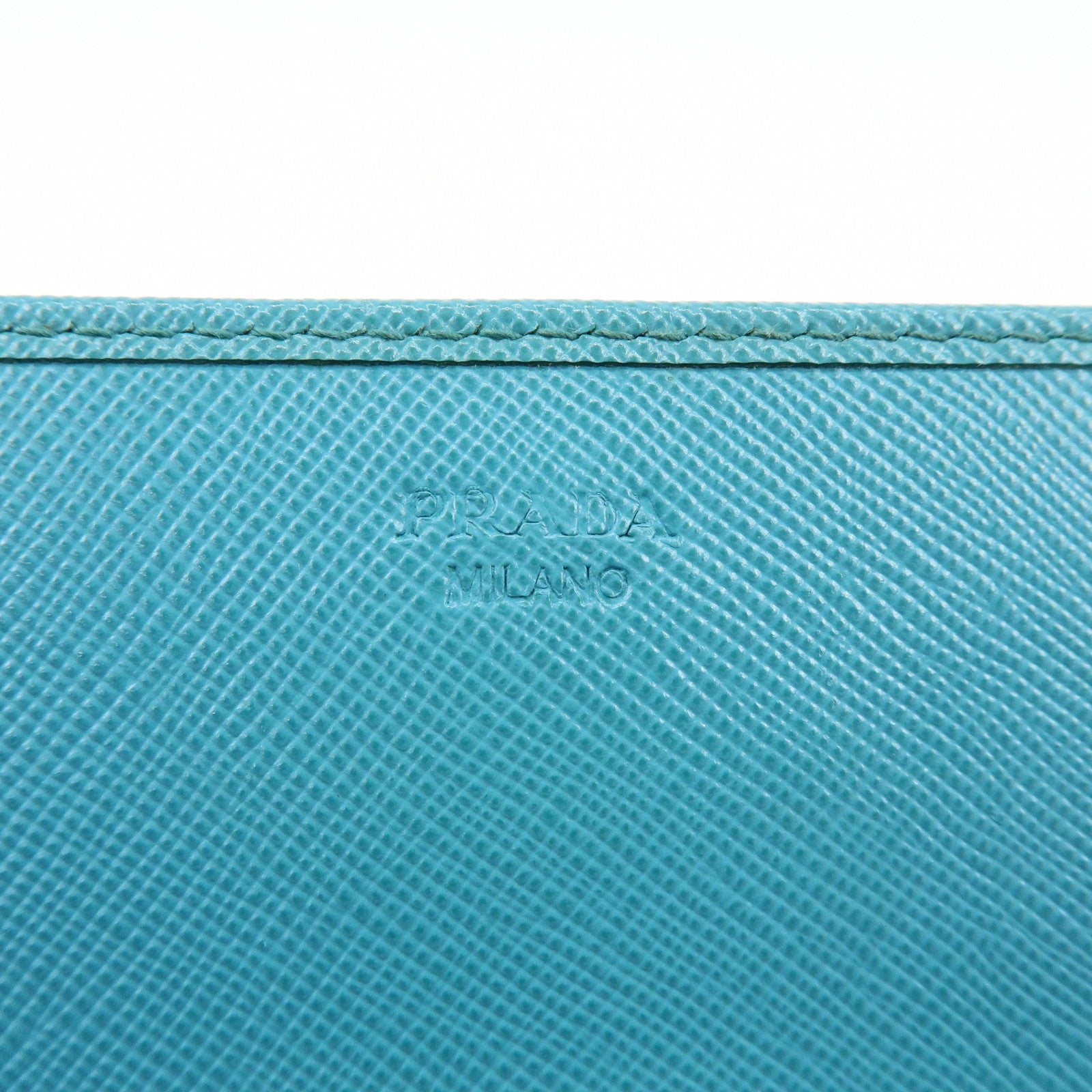 PRADA Saffiano Leather Chain Wallet Shoulder Bag Blue 1M1290