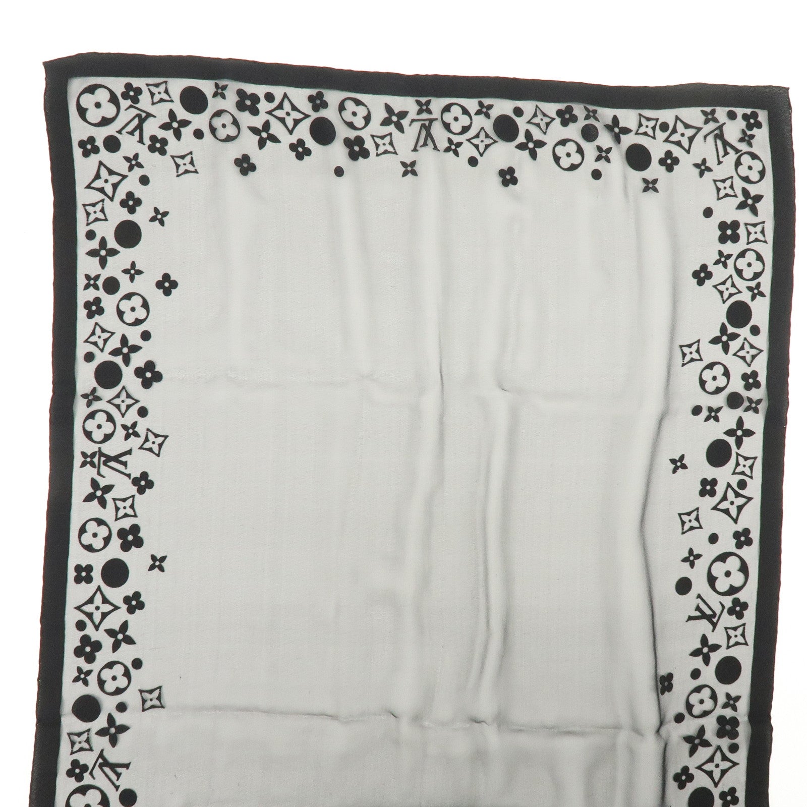 Louis Vuitton Monogram Silk 100% Sheer Scarf Shawl Black