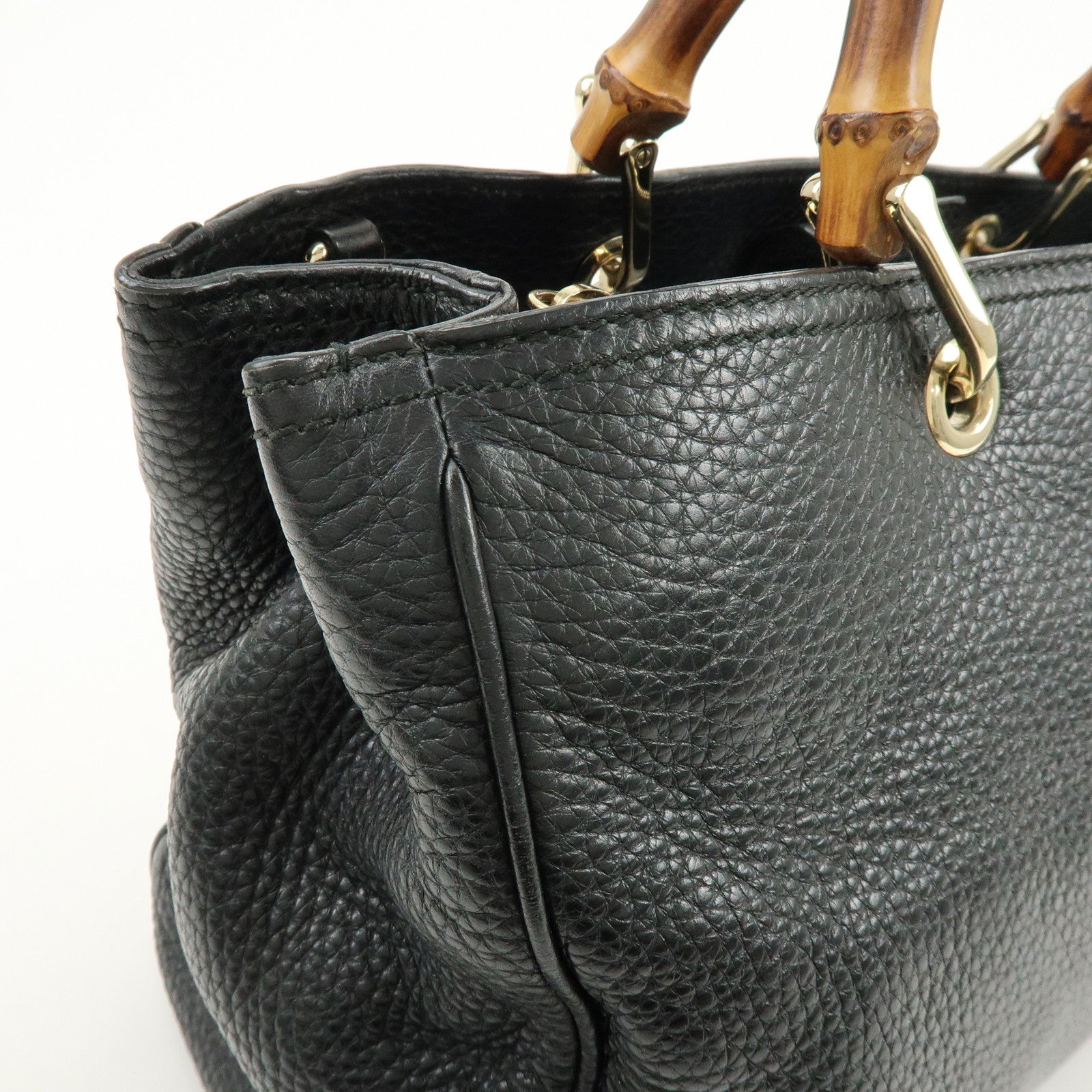GUCCI Bamboo Leather Shopper Medium 2Way Bag Shoulder Bag 323660