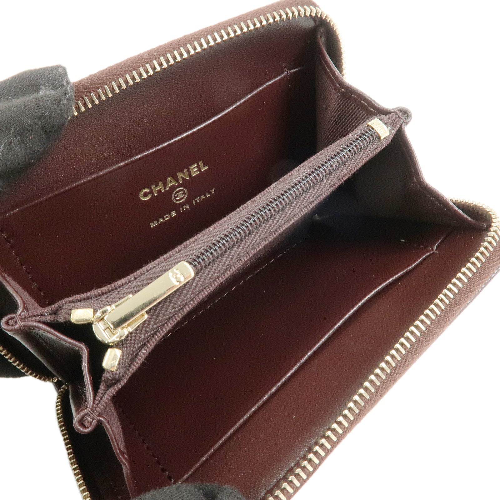 CHANEL COCO Mark Caviarskin Coin Case Brown AP4658