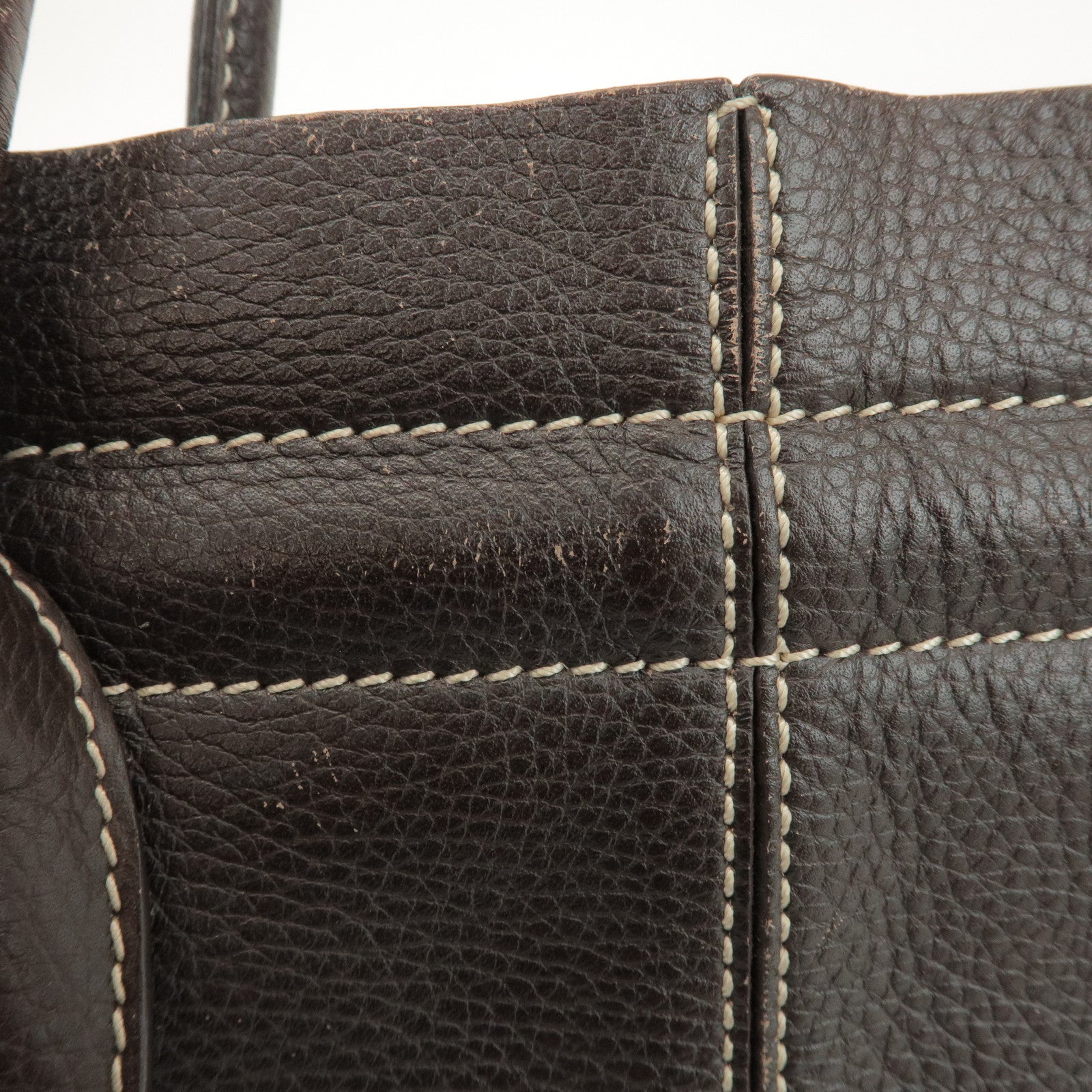 TOD'S Leather Shoulder Bag Hand Bag Dark Brown