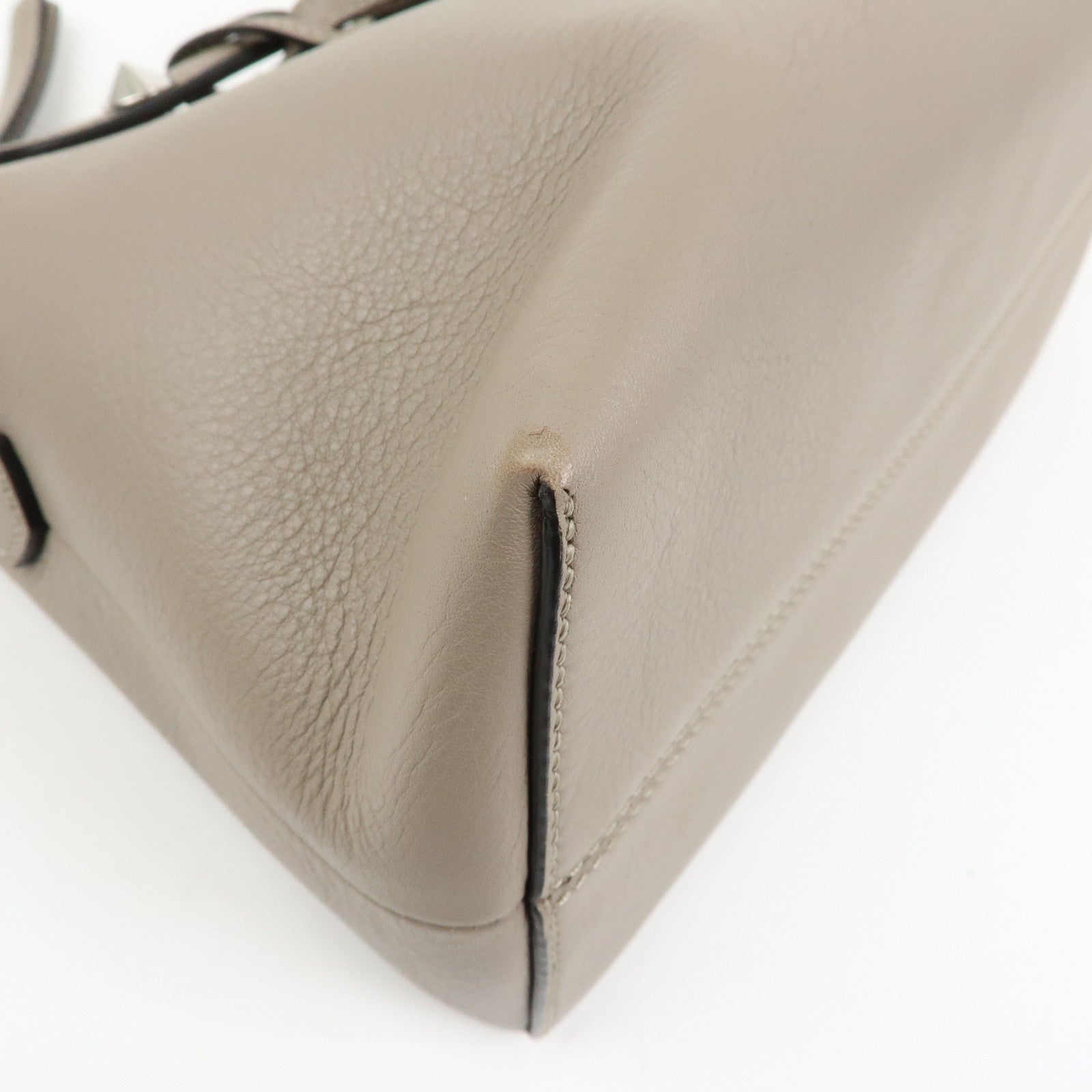 FENDI By The Way Medium Leather 2Way Bag Hand Bag Greige 8BL146