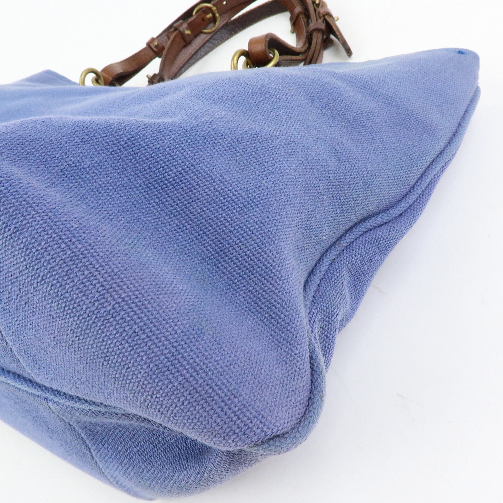 BOTTEGA VENETA Canvas Leather Tote Bag Shoulder Bag Blue 170045