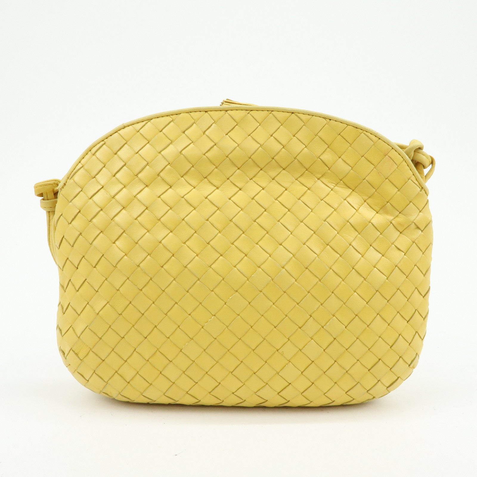BOTTEGA VENETA Intrecciato Leather Shoulder Crossbody Bag Yellow