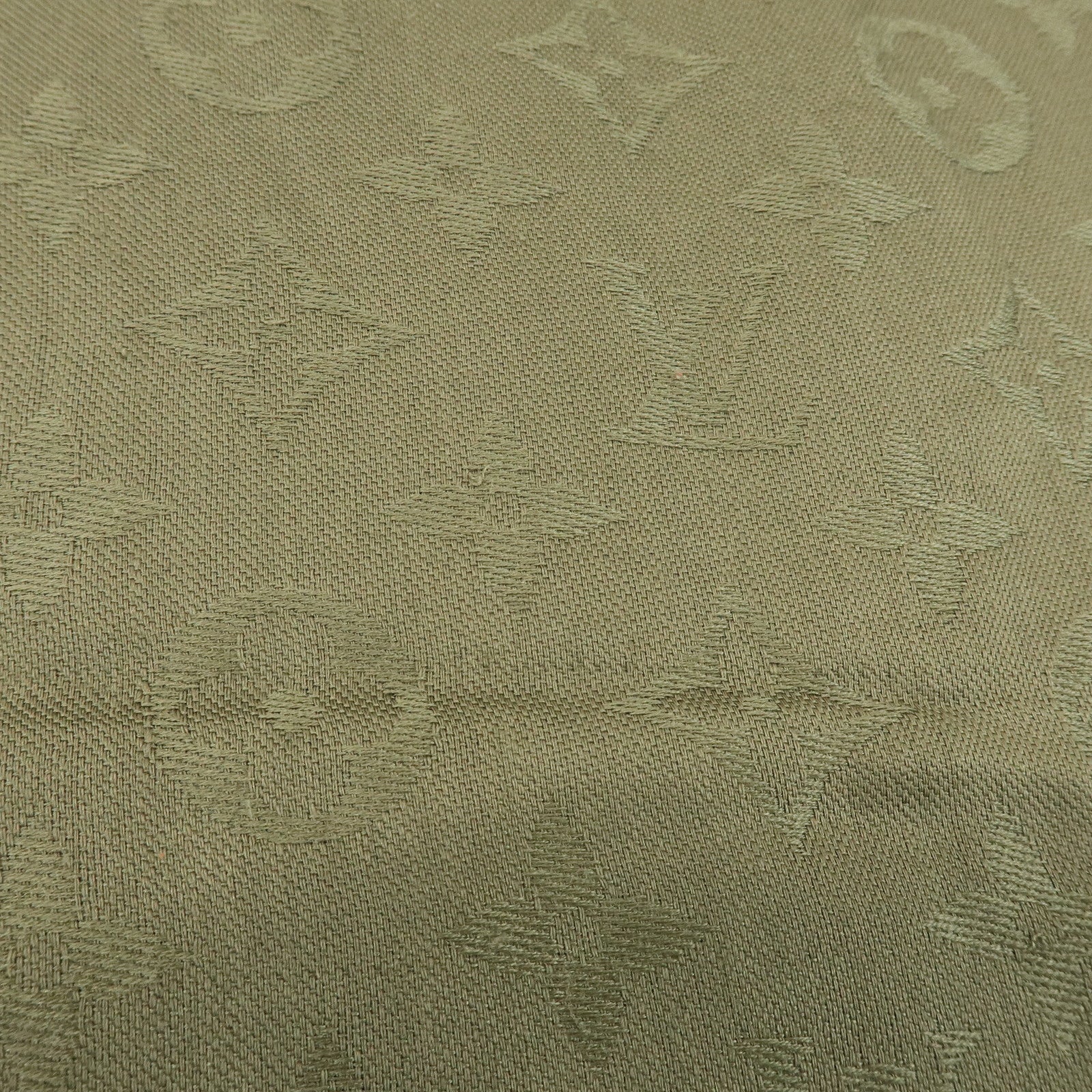 Louis Vuitton Monogram Silk Wool Scarf Shawl Khaki M72238