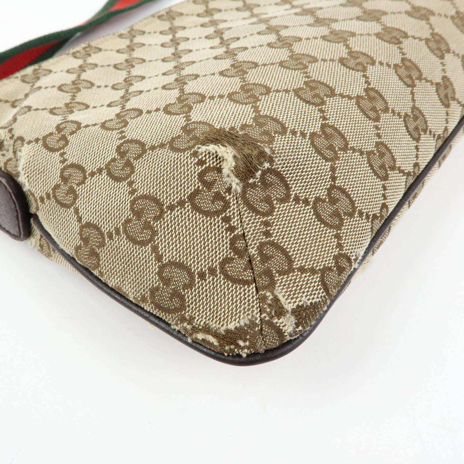 GUCCI Sherry GG Canvas Leather Shoulder Crossbody Bag Beige 189749