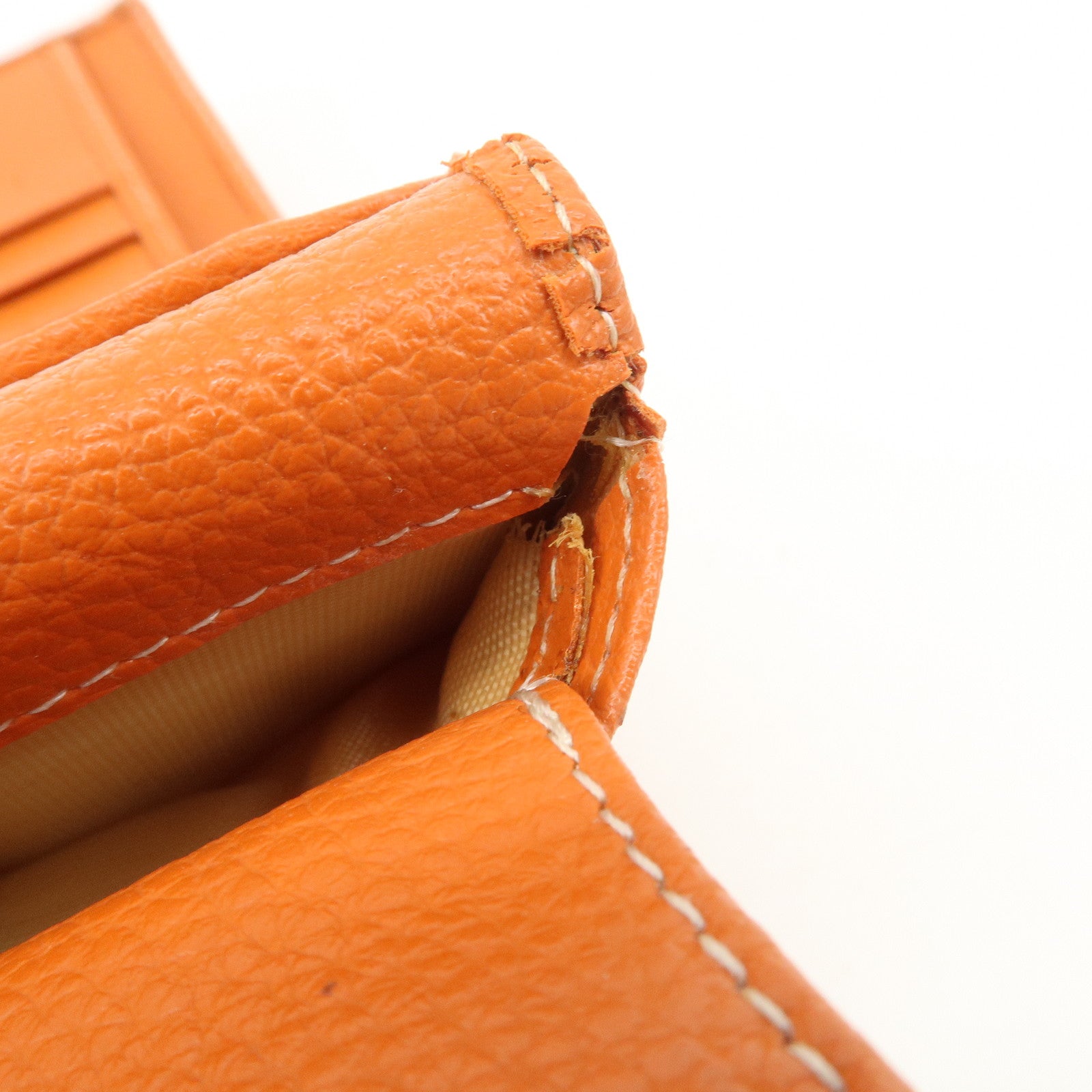 Chloe Leather Tri-fold Compact Wallet Studs Orange