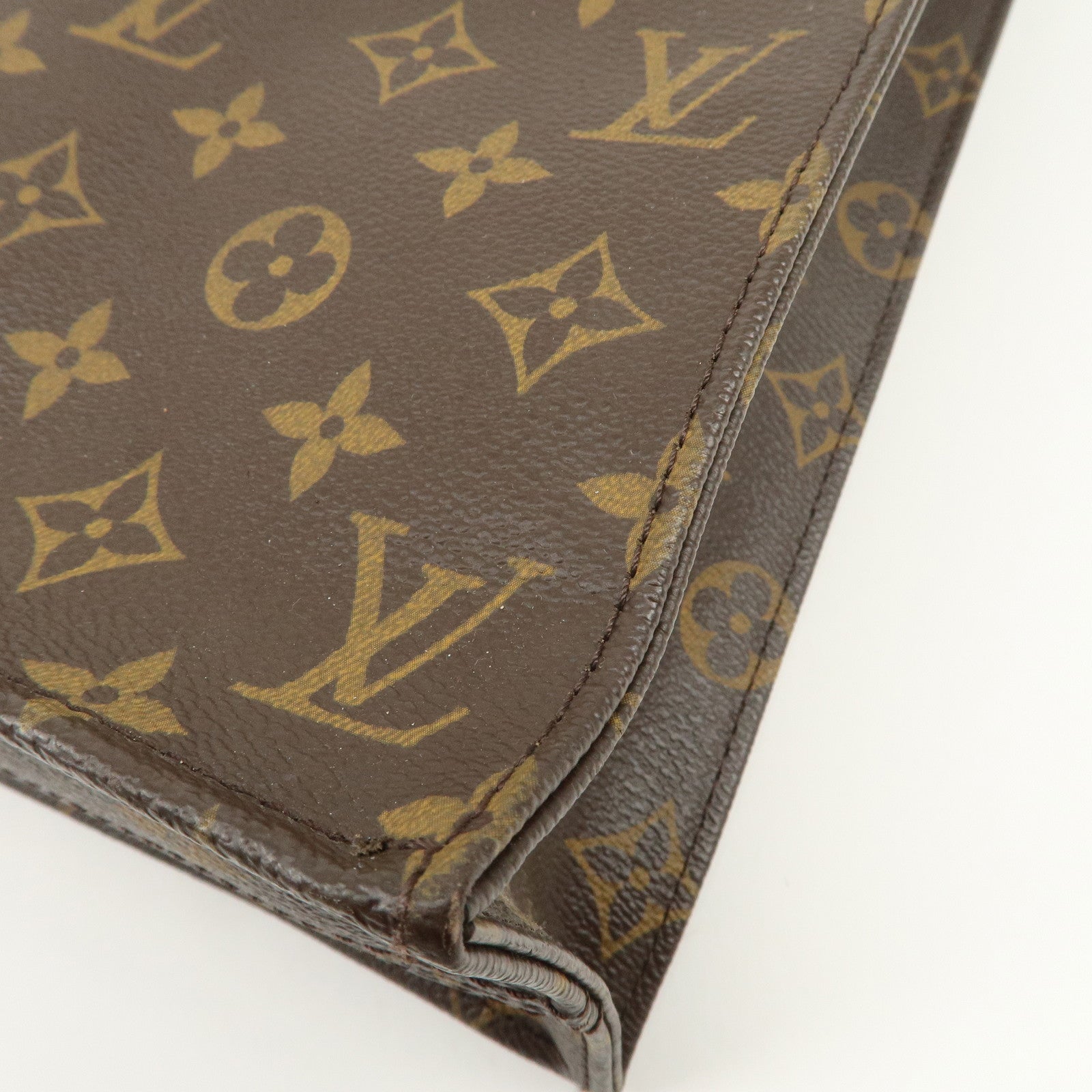 Louis Vuitton Monogram Sac Plat Tote Bag Hand Bag Brown M51140