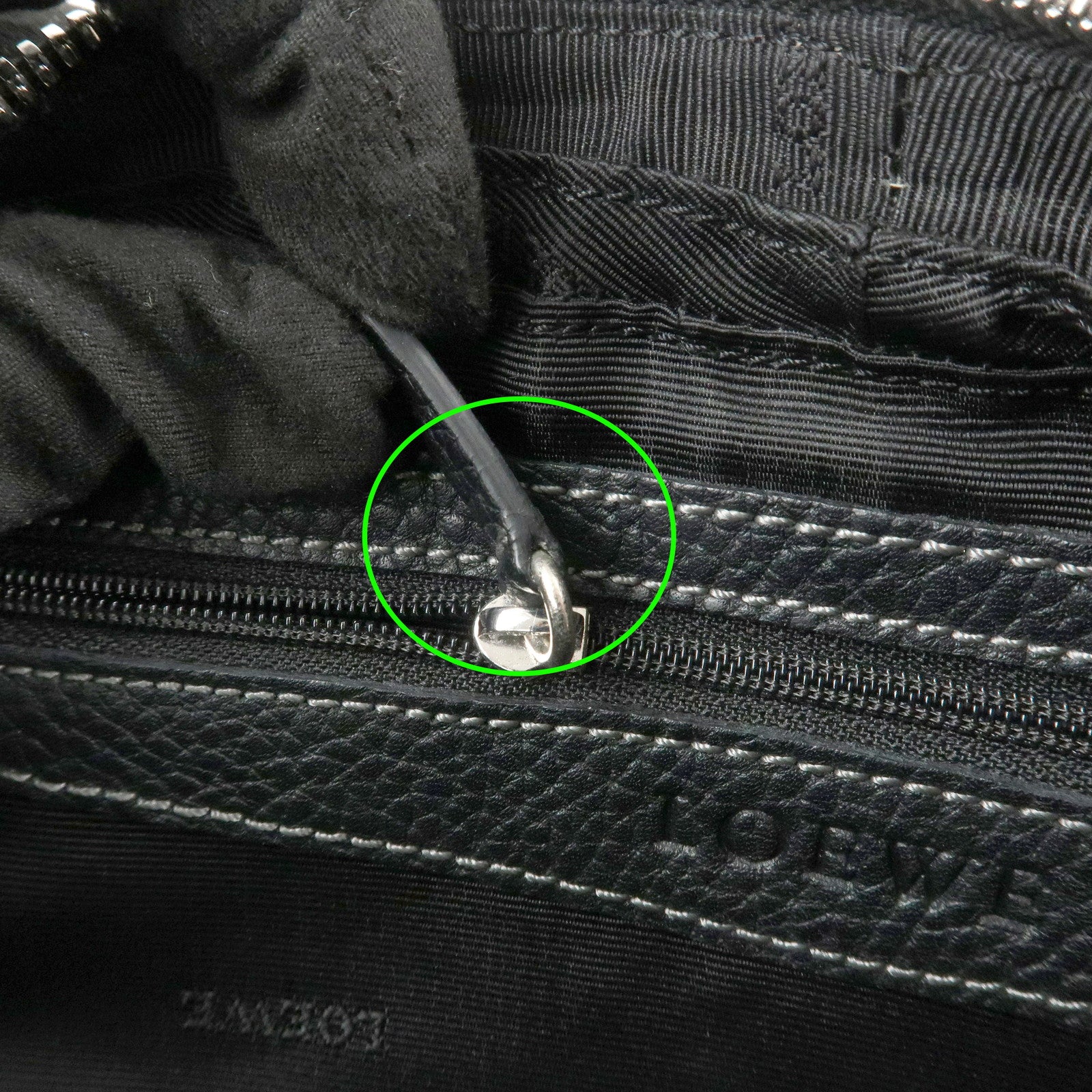 LOEWE Leather Senda Shoulder Bag Hand Bag Black Silver Hardware