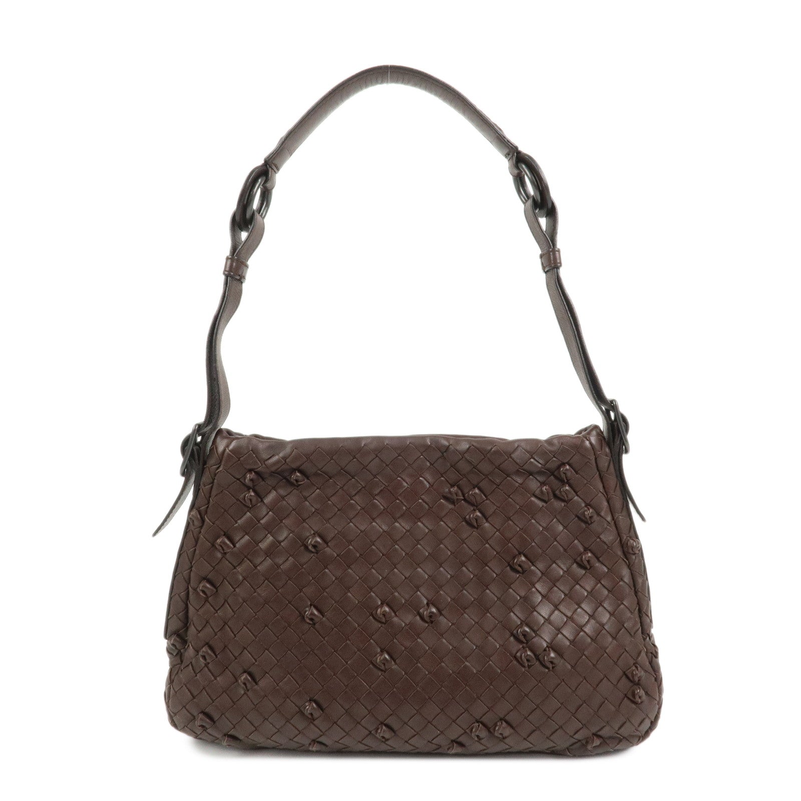 BOTTEGA VENETA Intrecciato Leather Shoulder Bag Brown 133507