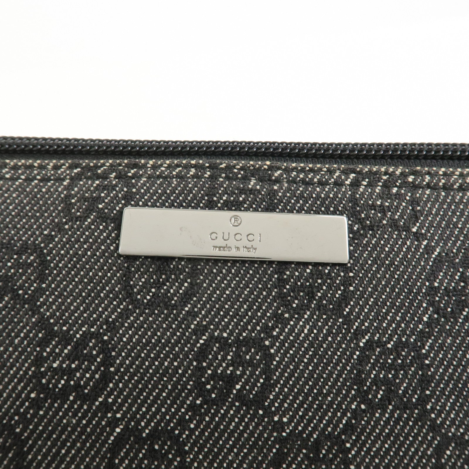 GUCCI Boat Bag GG Canvas Leather Accessory Pouch Black 07198