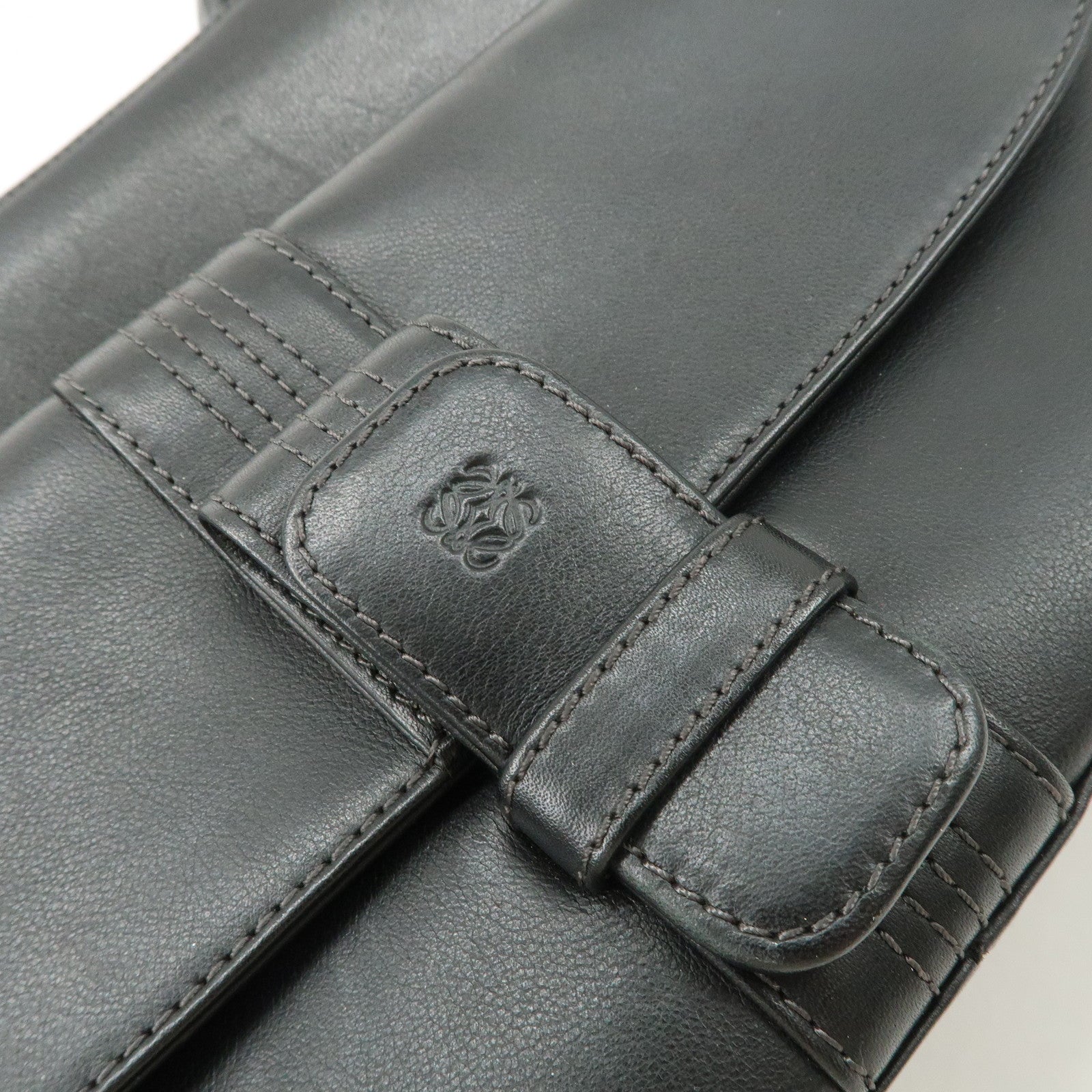 LOEWE Anagram Leather Shoulder Bag Hand Bag Black Used