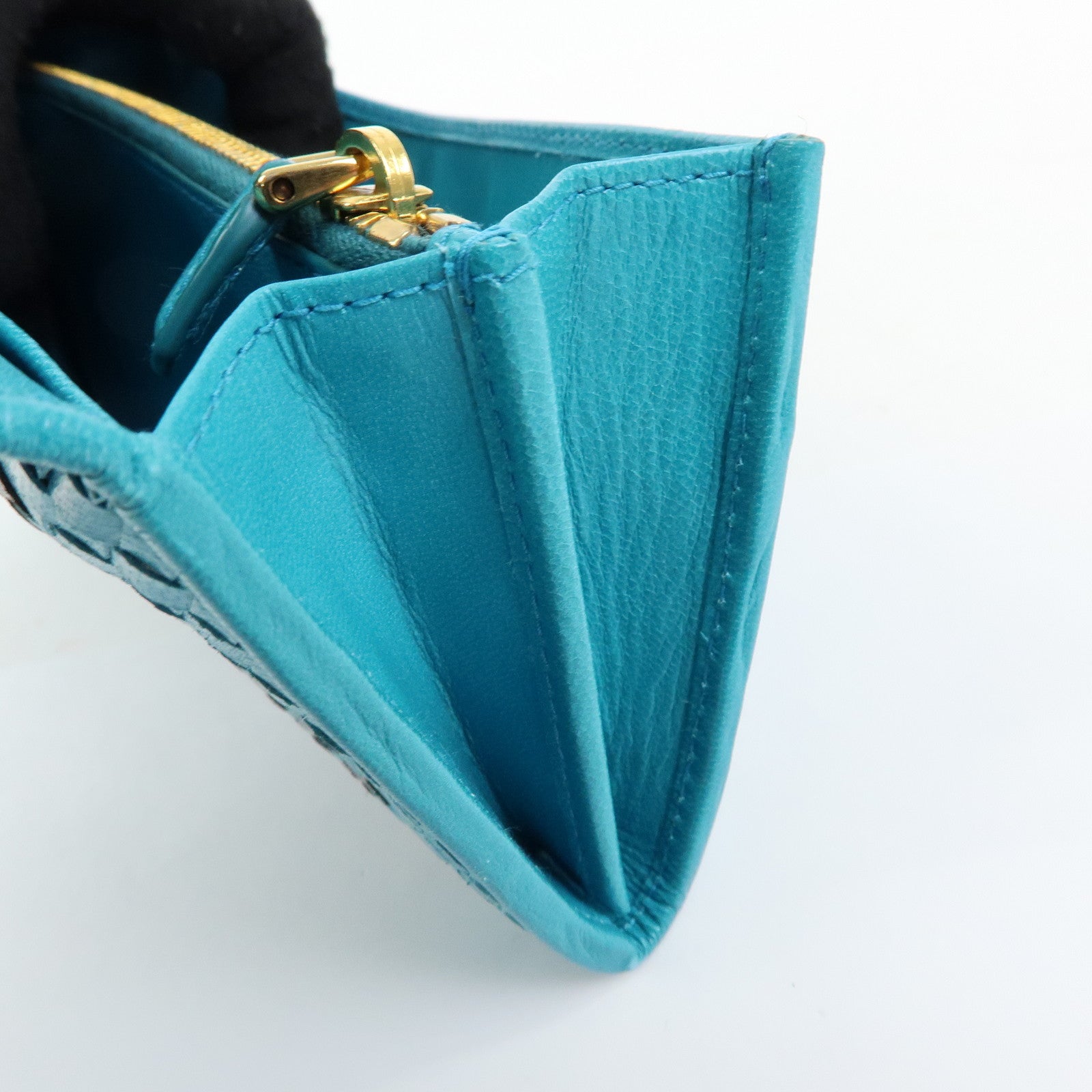 PRADA Triangle Logo Leather Long Wallet Blue Black