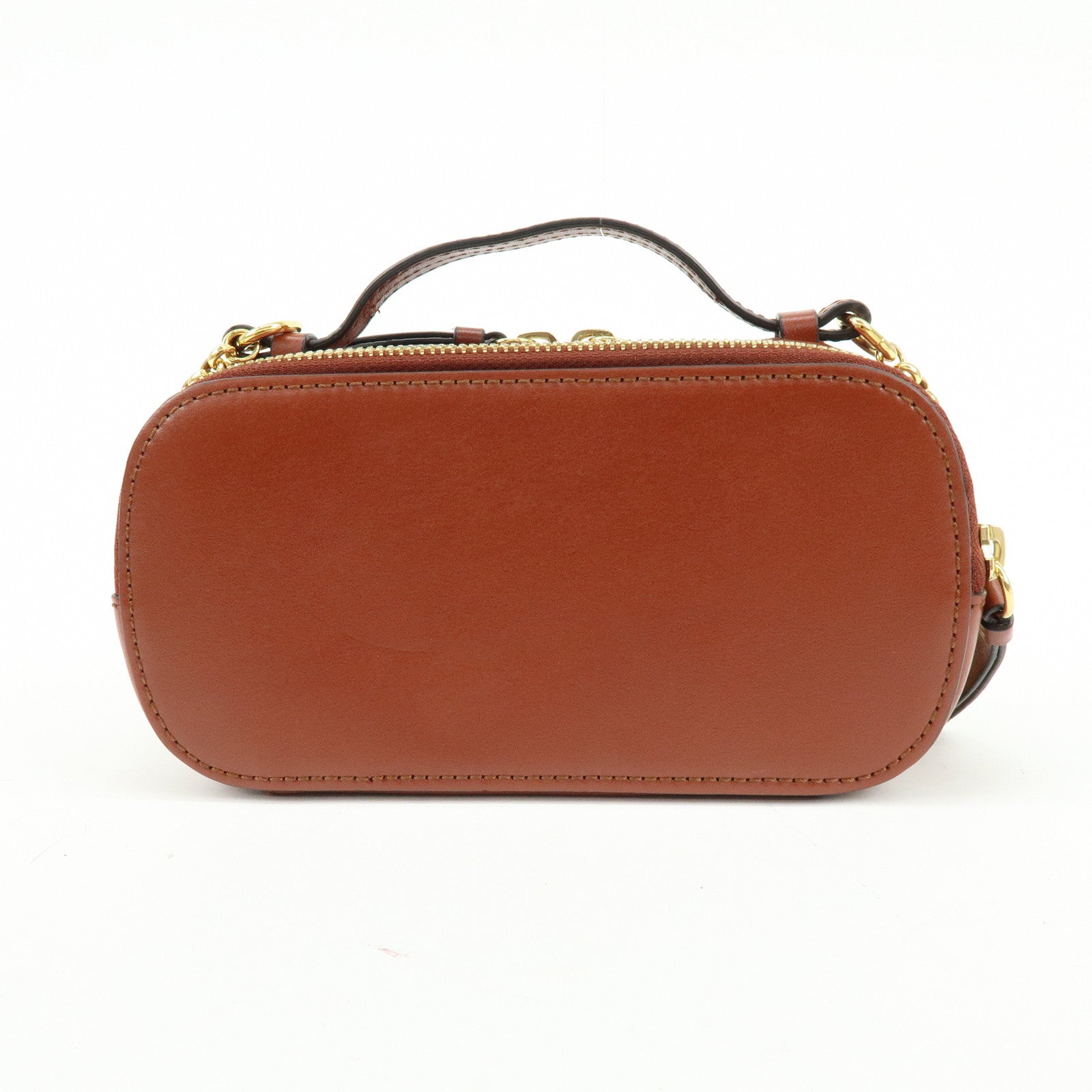 Chloe Leather 2Way Chain Shoulder Bag Mini Vanity Bag Brown