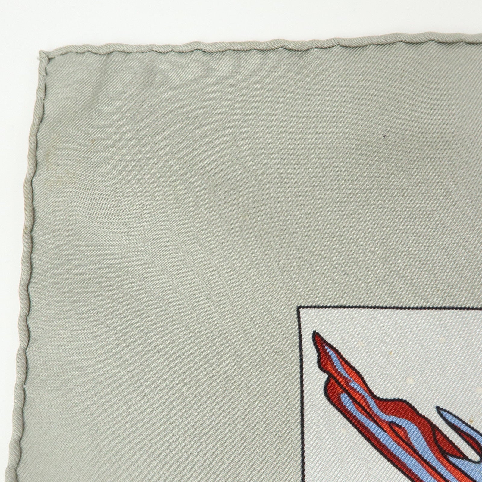 HERMES Carre 90 Silk 100% Scarf CAVALIERS DES NUAGES Gray Blue