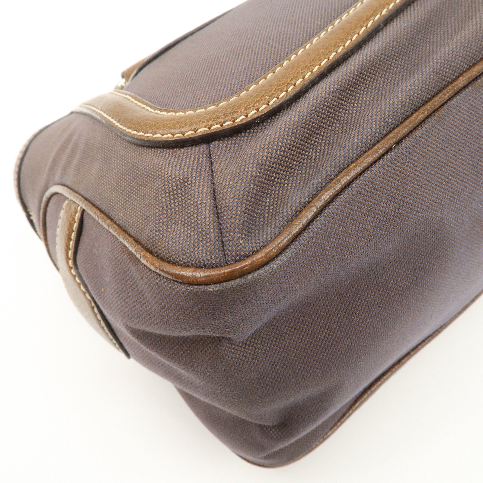 CELINE Macadam Engraved Canvas Leather Boogie Bag Hand Bag Brown Used