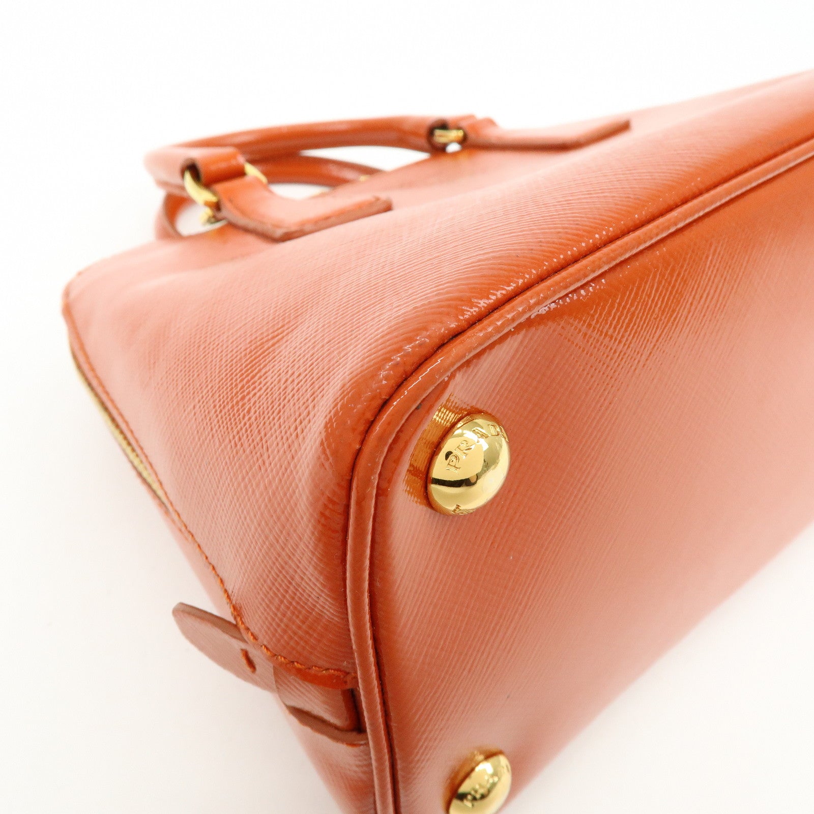 PRADA Triangle Logo Patent Leather 2Way Hand Shoulder Bag BL0838