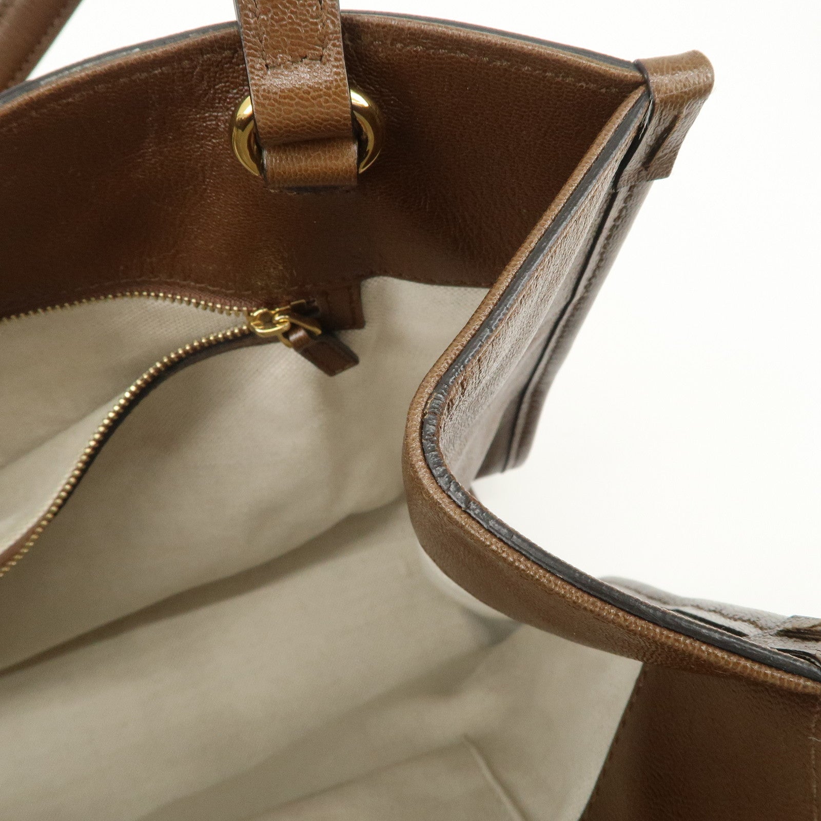 GUCCI Horsebit Leather Tote Bag Shoulder Bag Hand Bag Brown 623694