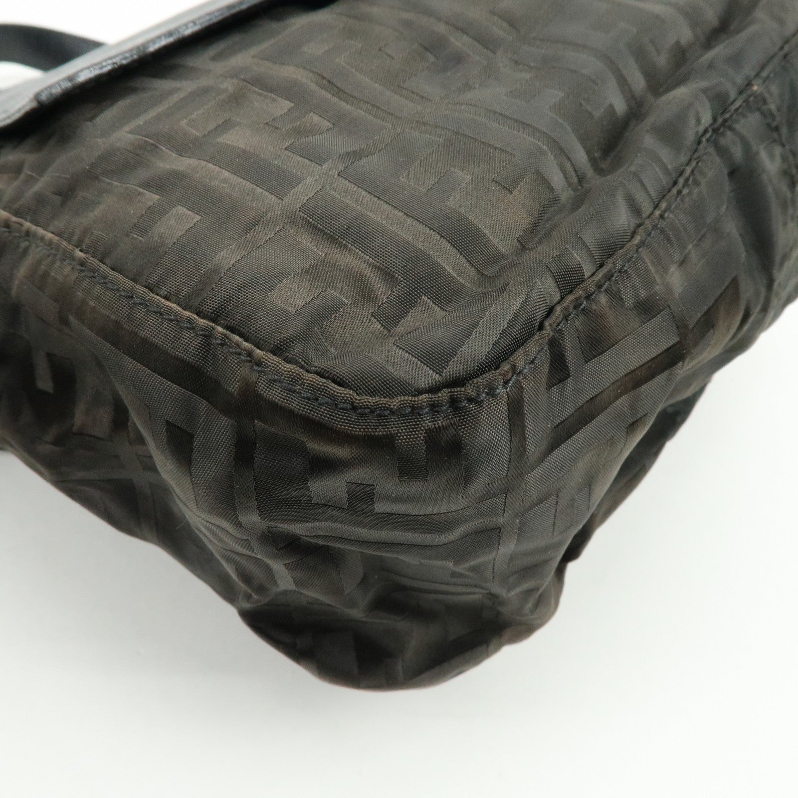 FENDI Logo Zucca Nylon Leather Backpack Rucksack Black