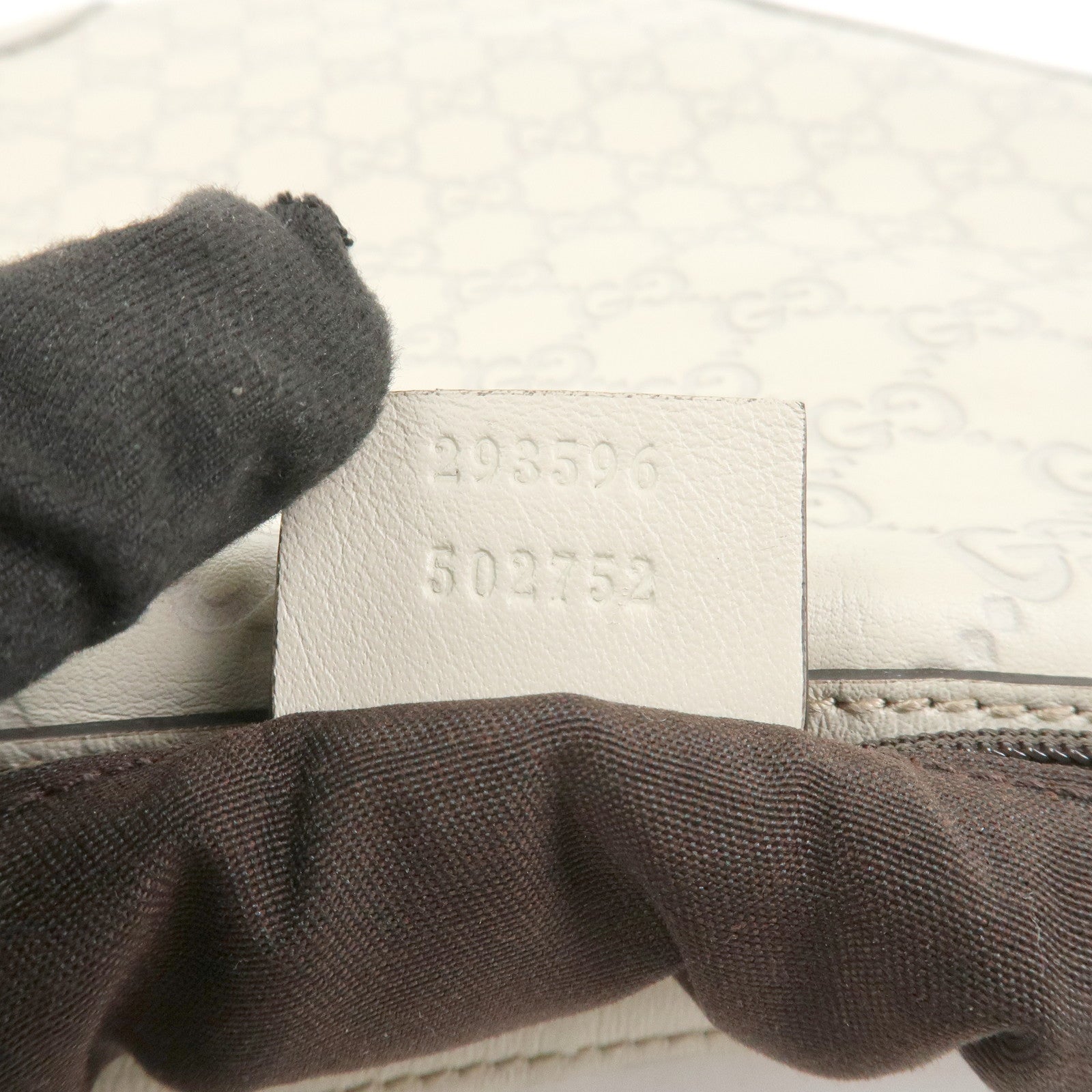 GUCCI Sherry Guccissima Leather Shoulder Bag Hand Bag Ivory 293596