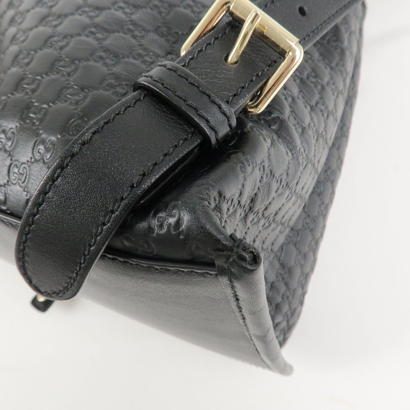 GUCCI Micro Guccissima Leather Backpack Rucksack Black 607993 Used