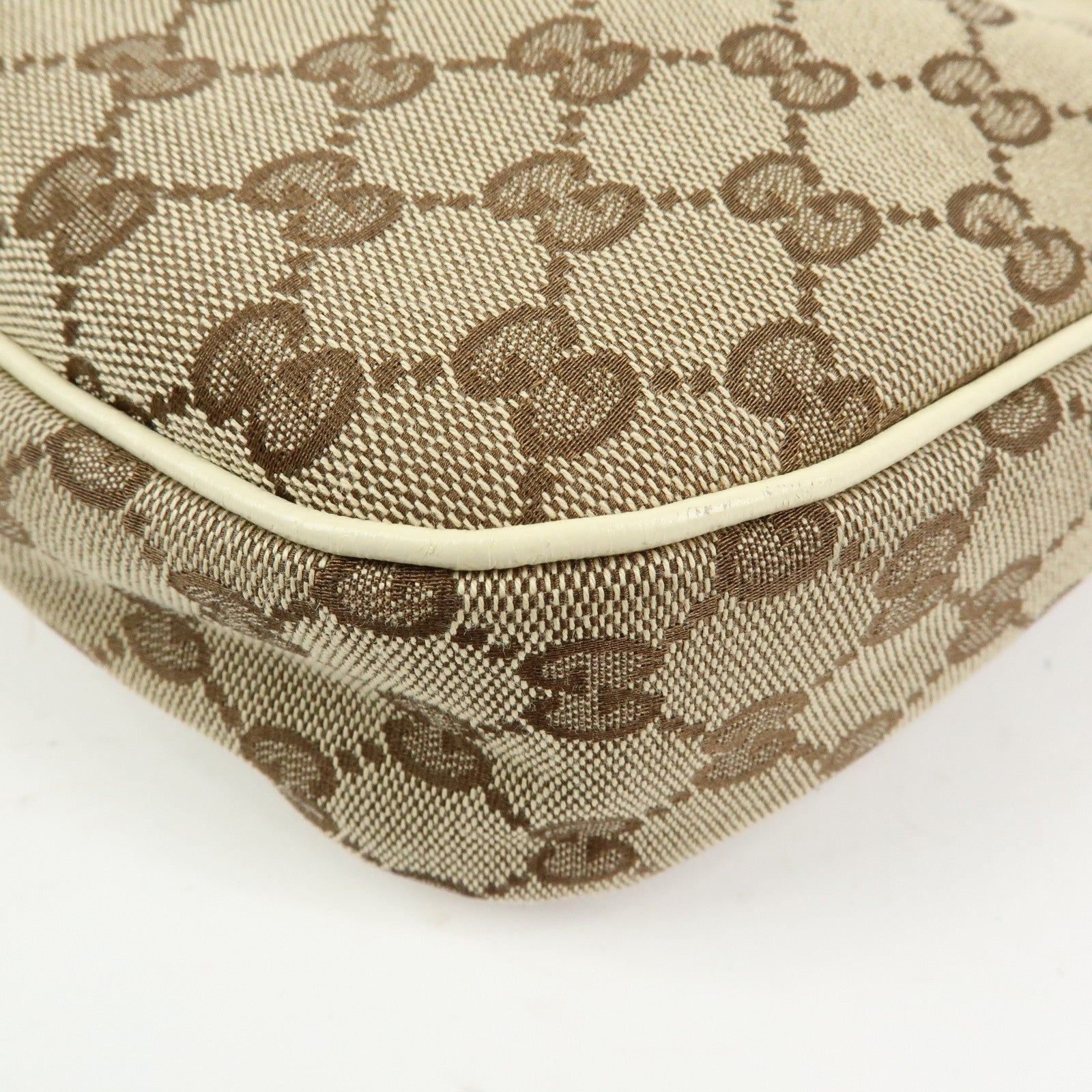 GUCCI GG Canvas Leather Shoulder Bag Hand Bag Beige Ivory 153010