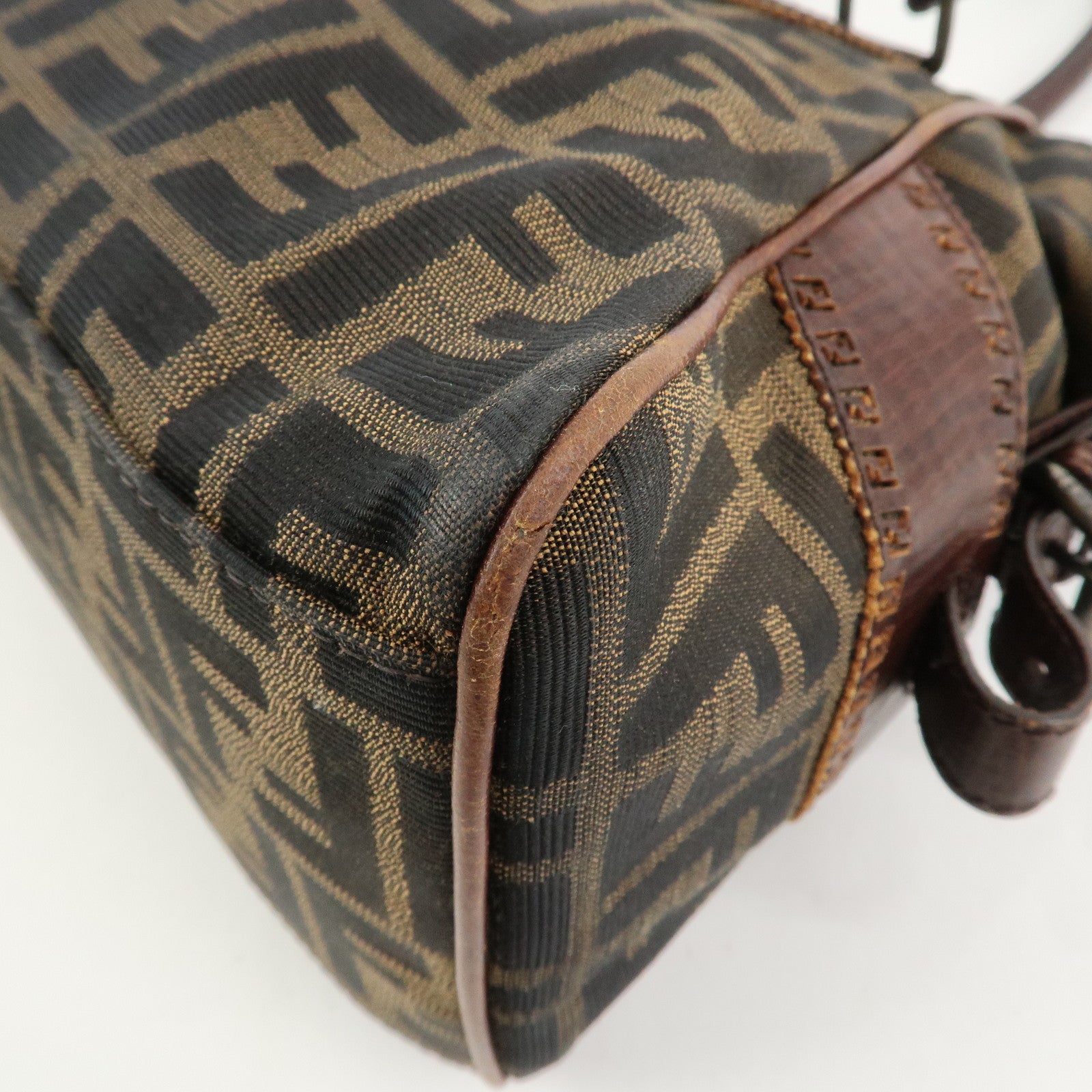 FENDI Ethnico Zucca Canvas Leather Tote Bag Shoulder Bag 8BN157