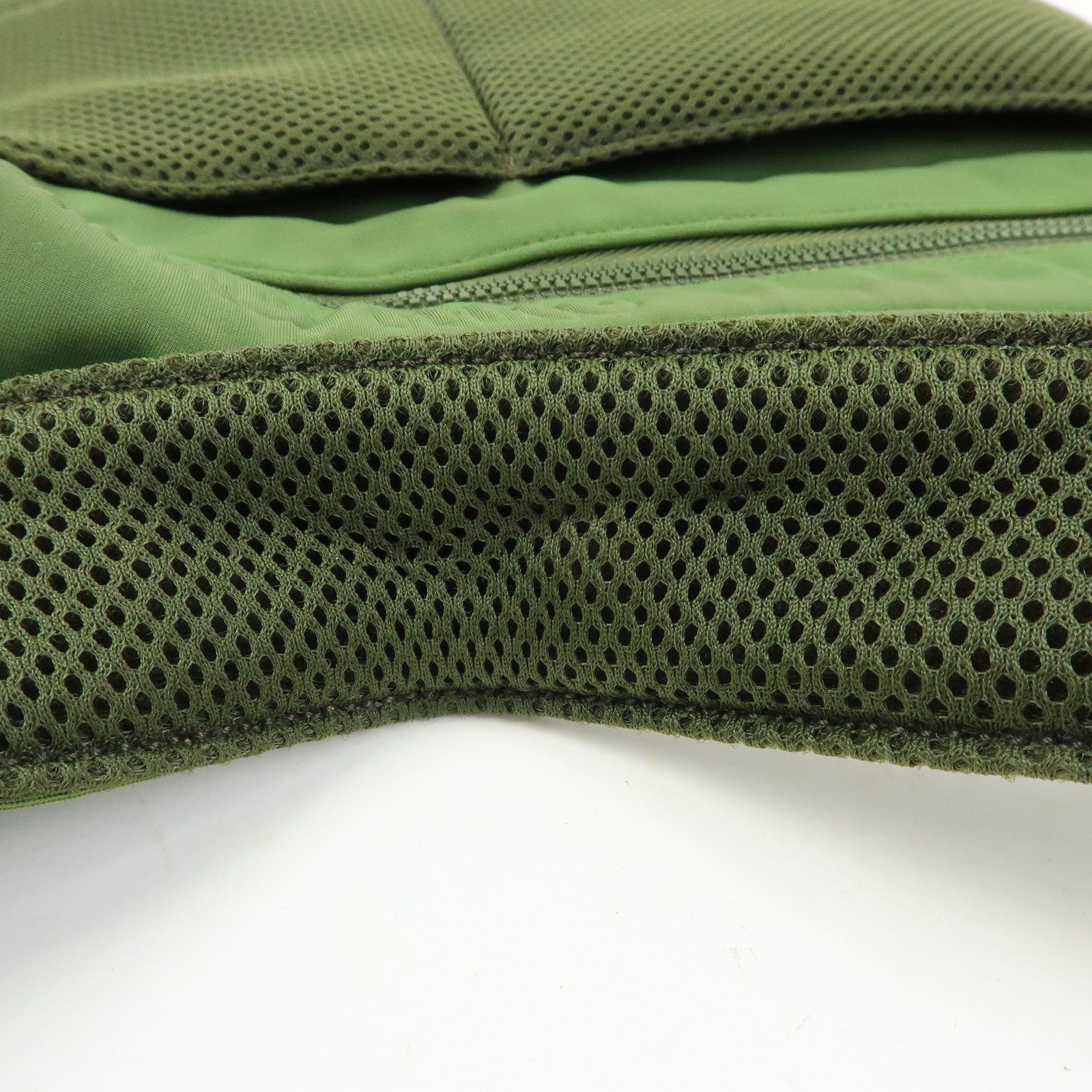 MIU MIU 90's Archive Chest Ring Mesh Nylon Shoulder Bag Khaki