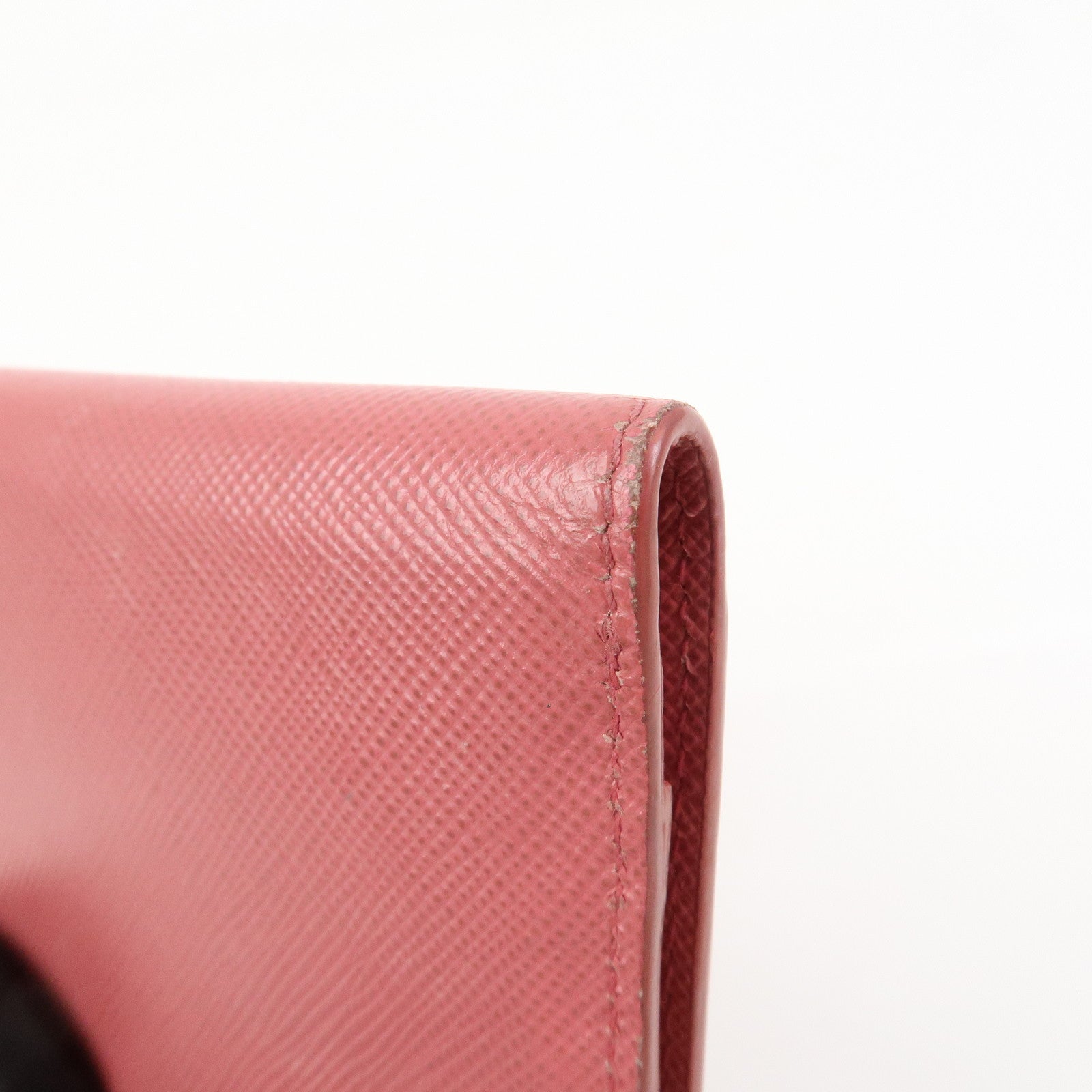 PRADA Logo Saffiano Leather Card Case Card Holder Pink 1M1362