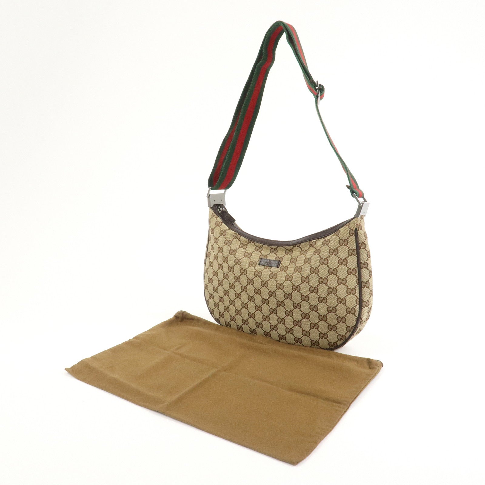 GUCCI Sherry GG Canvas Leather Shoulder Bag Beige Brown 122790