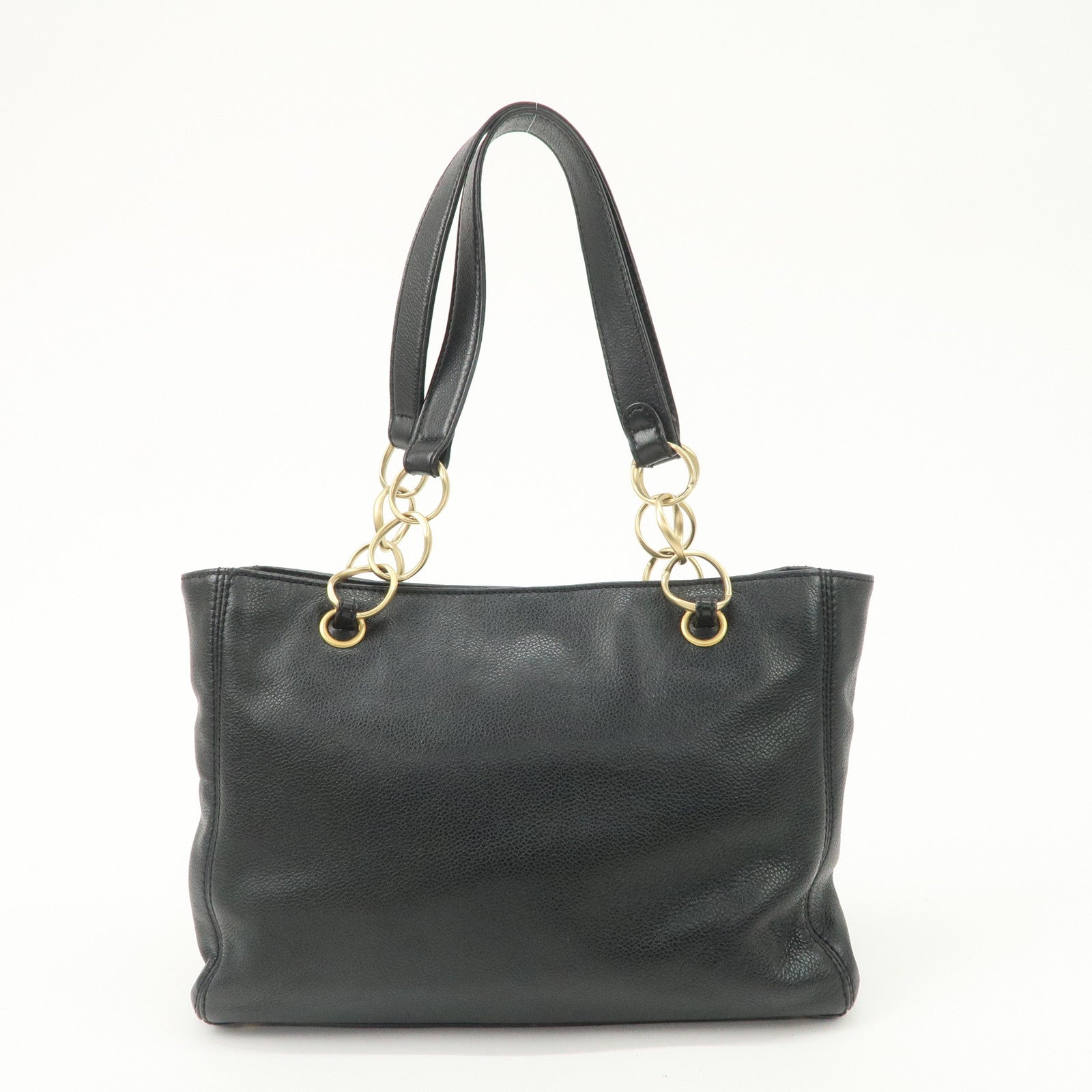 CHANEL COCO Mark Chain Tote Bag Shoulder Bag Black Gold Used