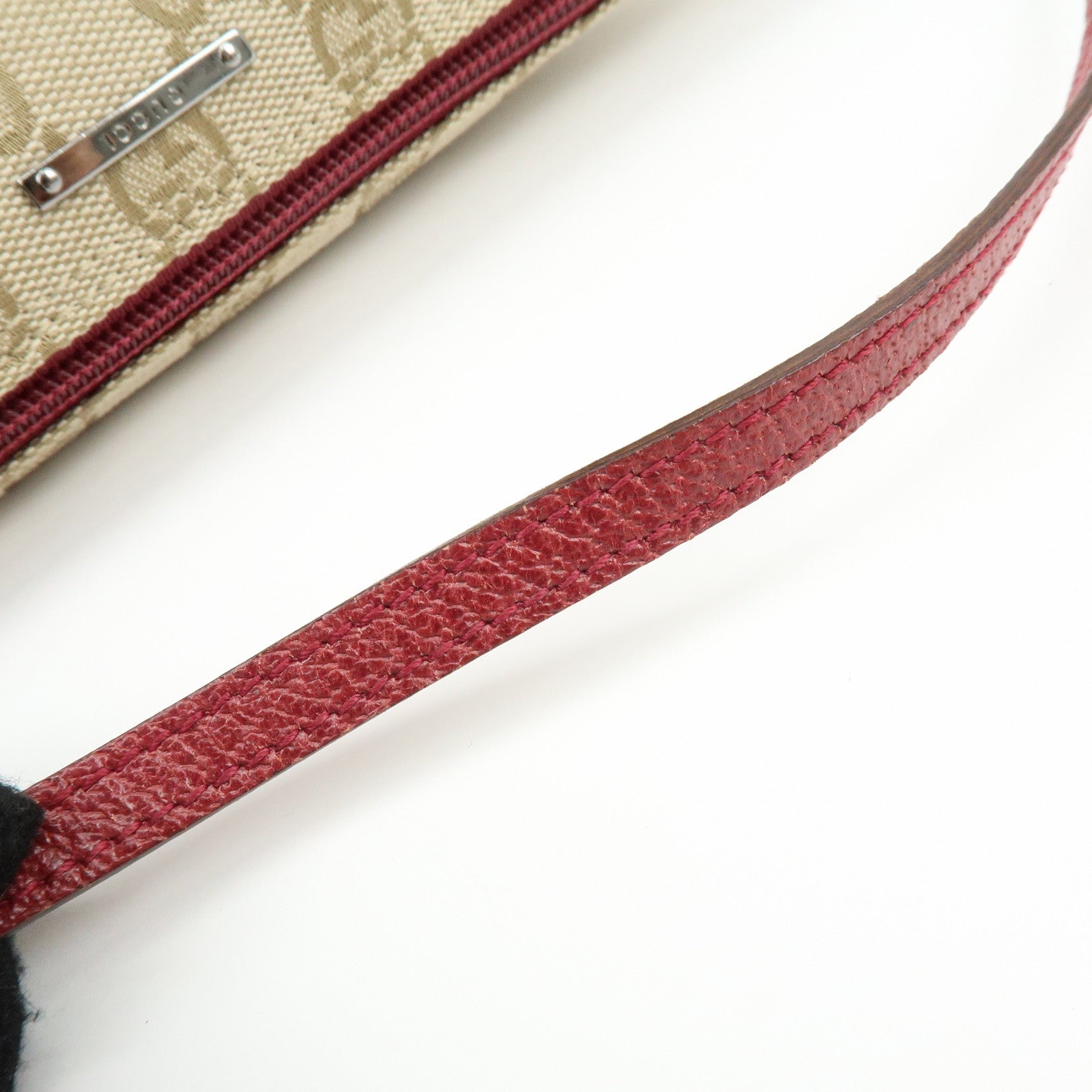 GUCCI Boat Bag GG Canvas Leather Hand Bag Beige Pink 07198