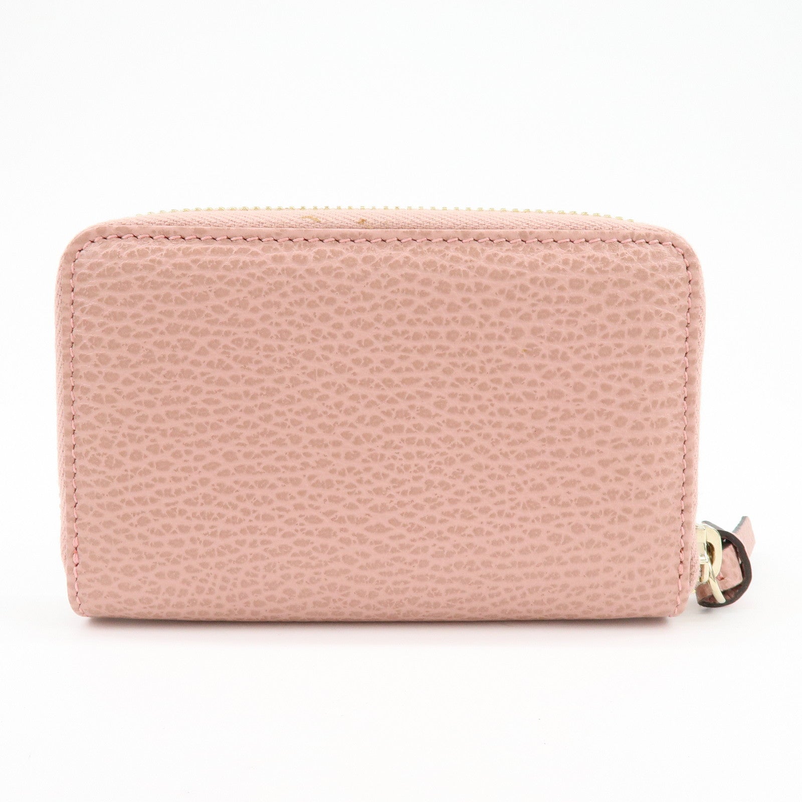 GUCCI Swing Leather Coin Case Compact Wallet Pink 368877