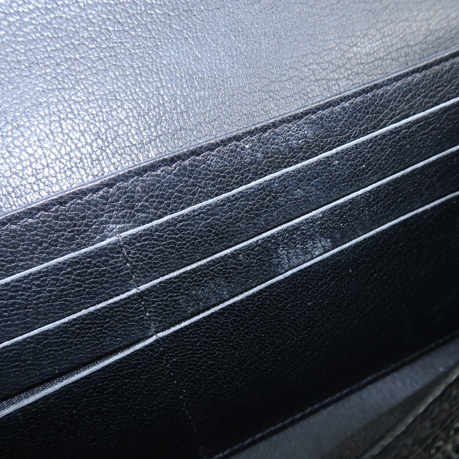 CHANEL COCO Mark Leather Flap Bi-Fold Long Wallet Black