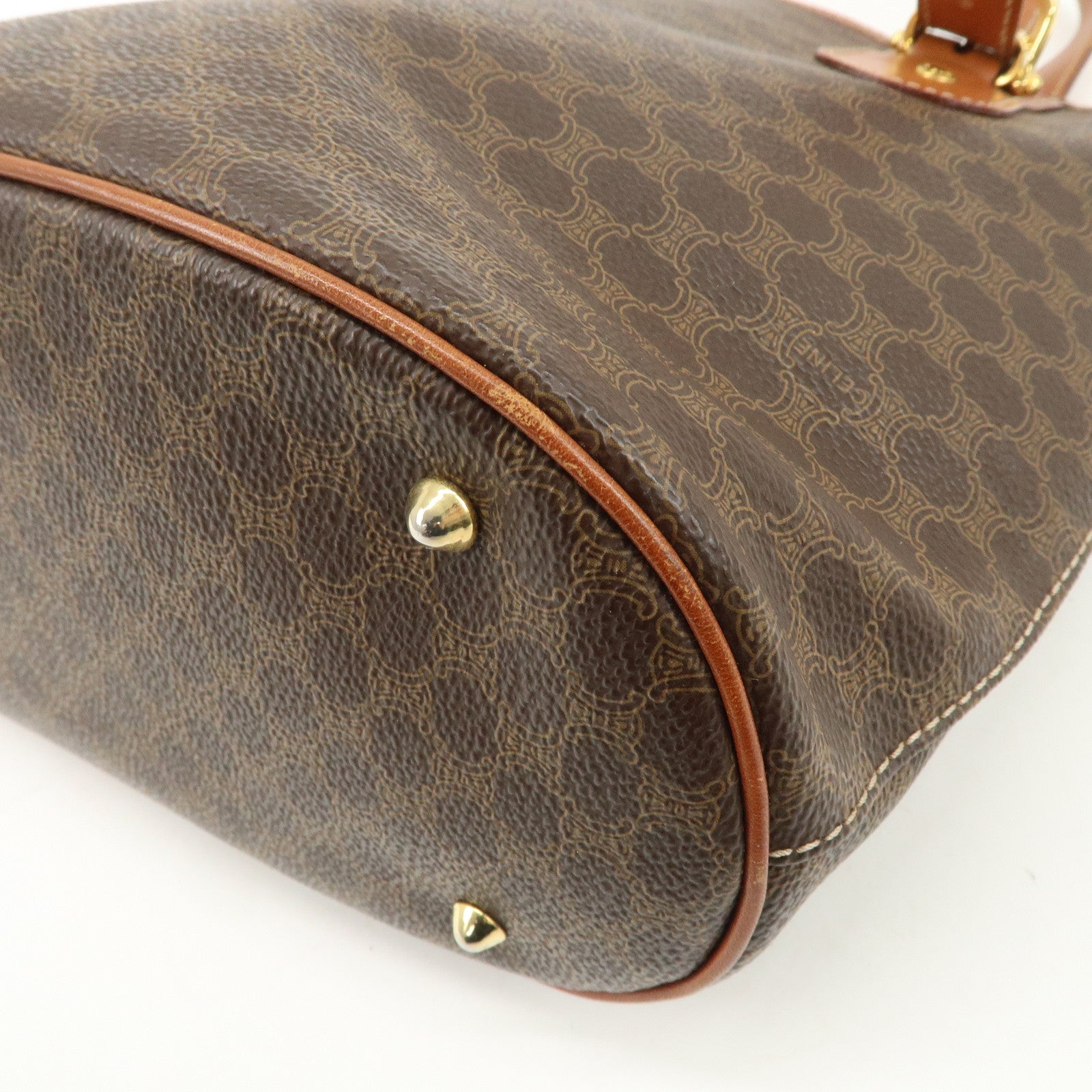 CELINE Macadam PVC Leather Shoulder Bag Tote Bag Brown