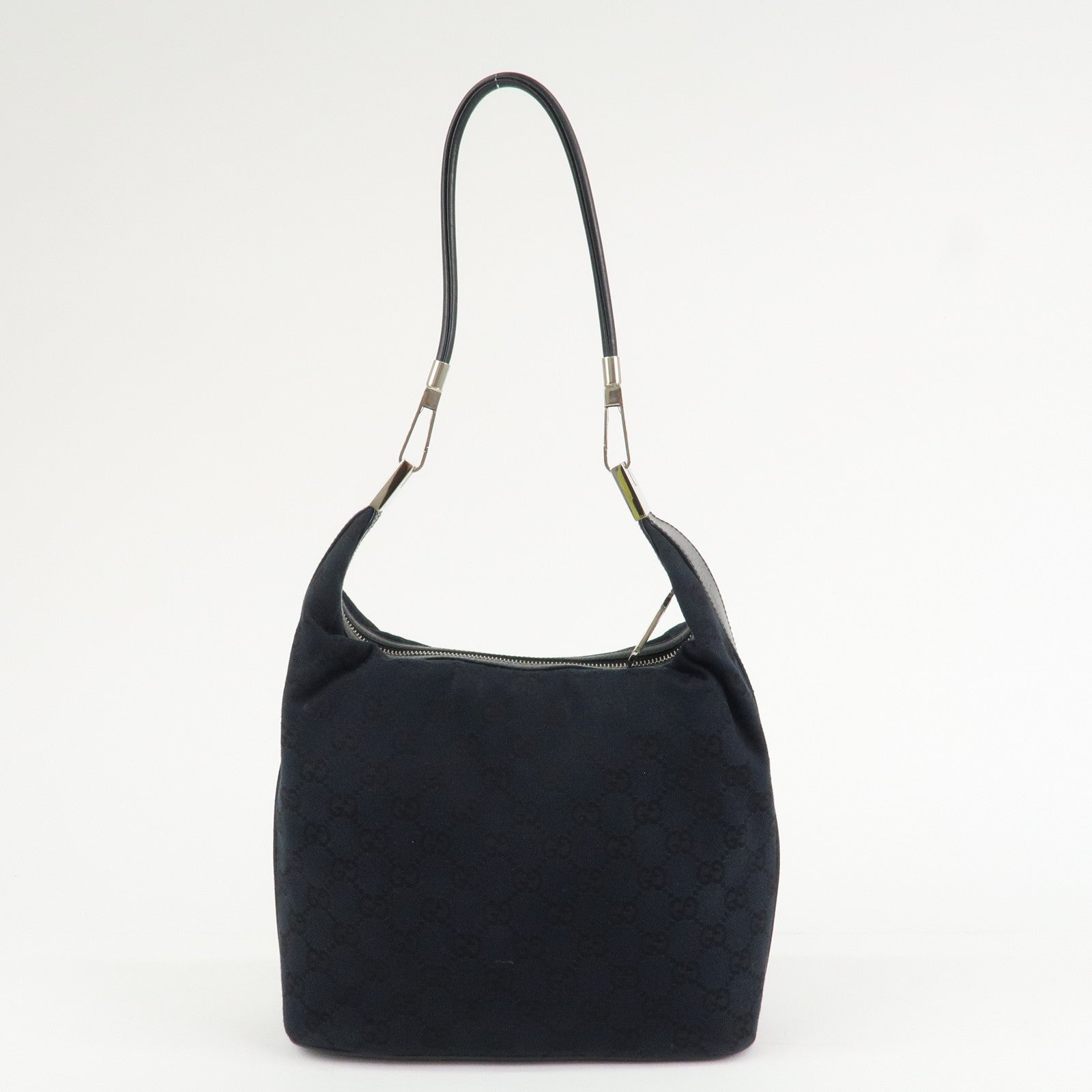 GUCCI GG Canvas Leather Shoulder Bag Black 001.3814 Used