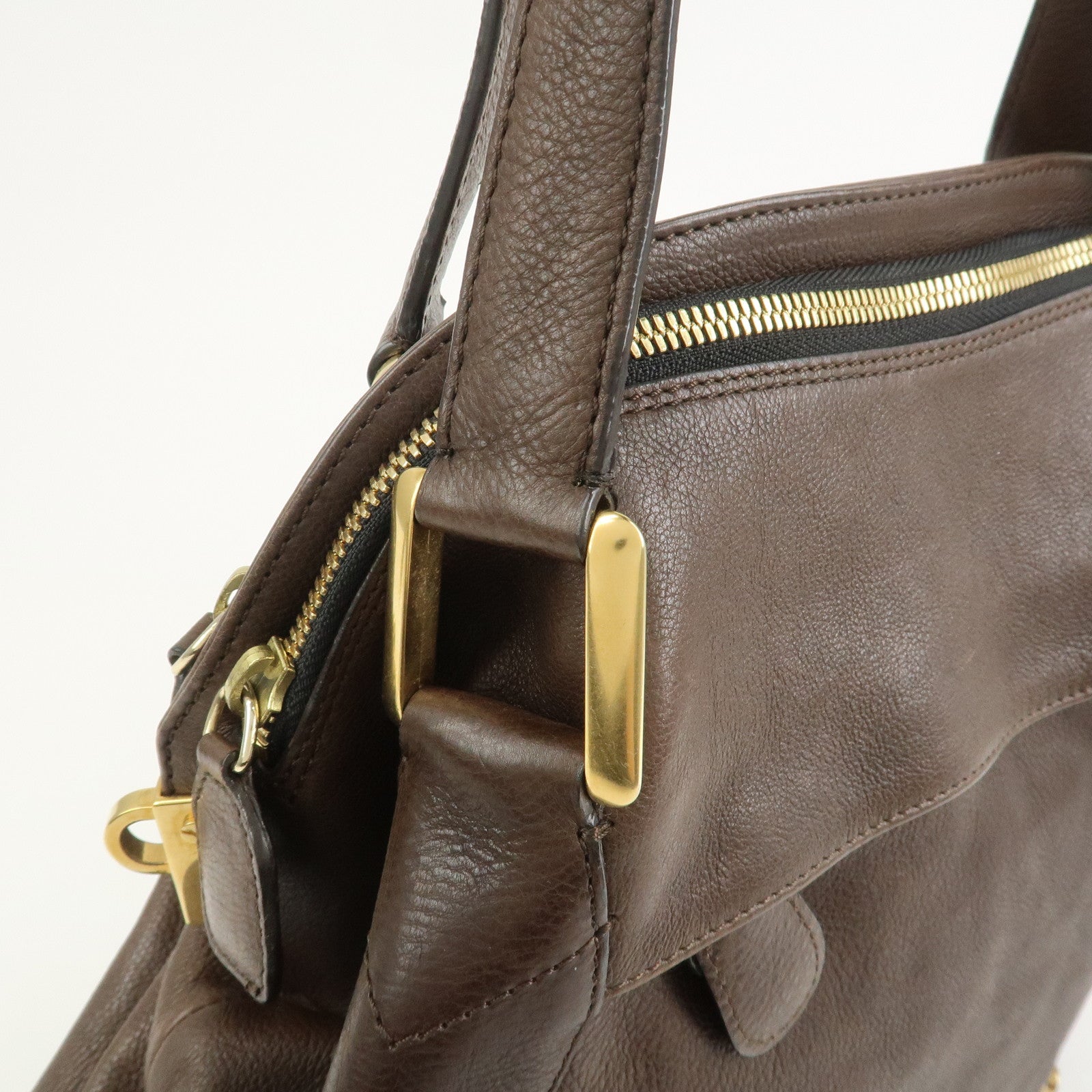 Chloe Marcie Leather 2Way Bag Shoulder Hand Bag Brown 03.10.662