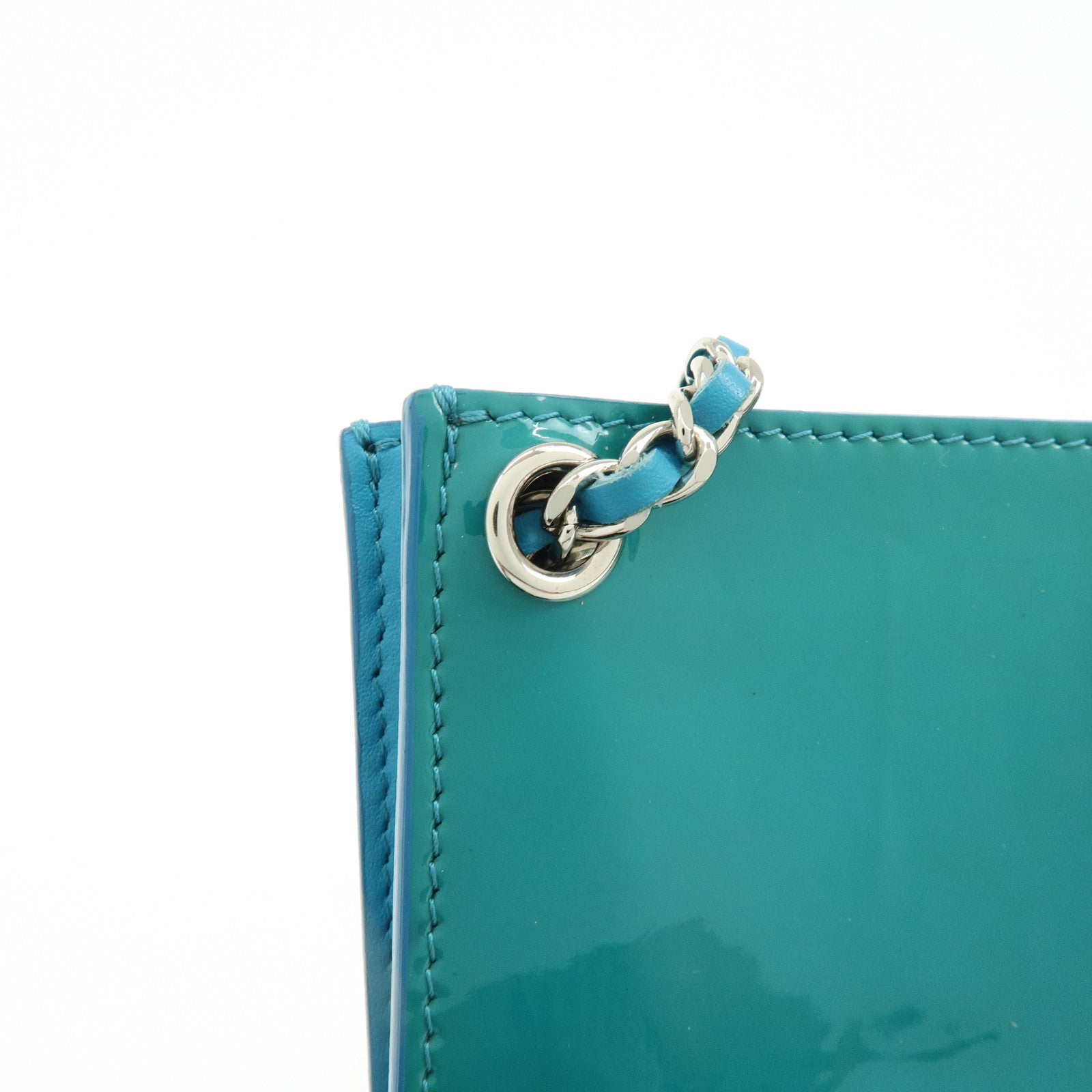 CHANEL COCO Mark Patent Leather Shoulder Bag Crossbody Bag Blue