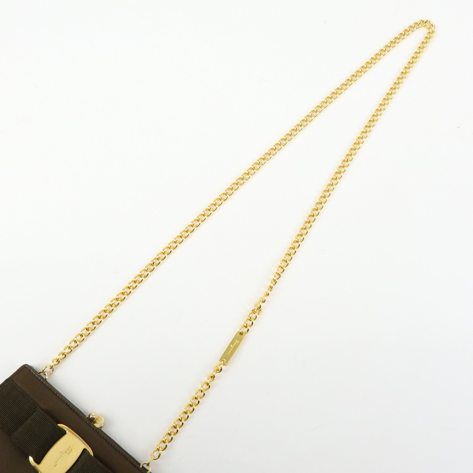 Ferragamo Vara Ribbon Leather Chain Mini Shoulder Bag Brown