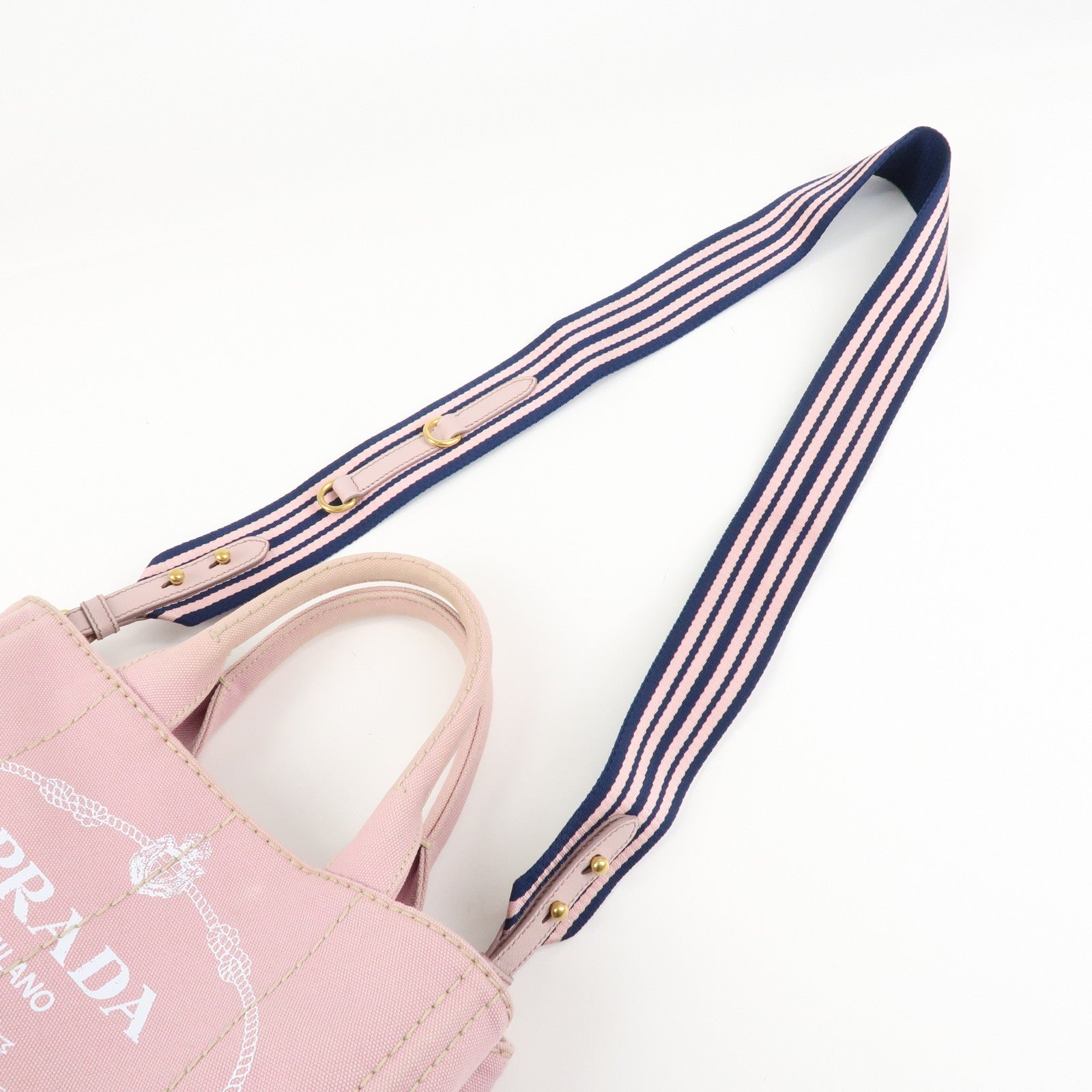PRADA Canapa Mini Denim Hand Bag Tote Bag Pink 1BG439 Used