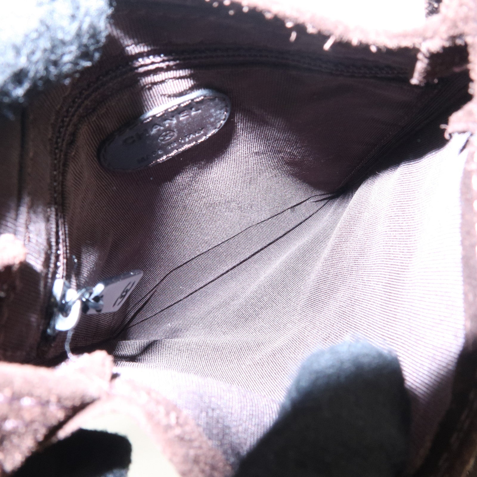 CHANEL Suede Shoulder Bag Crossbody Bag Dark Brown Used